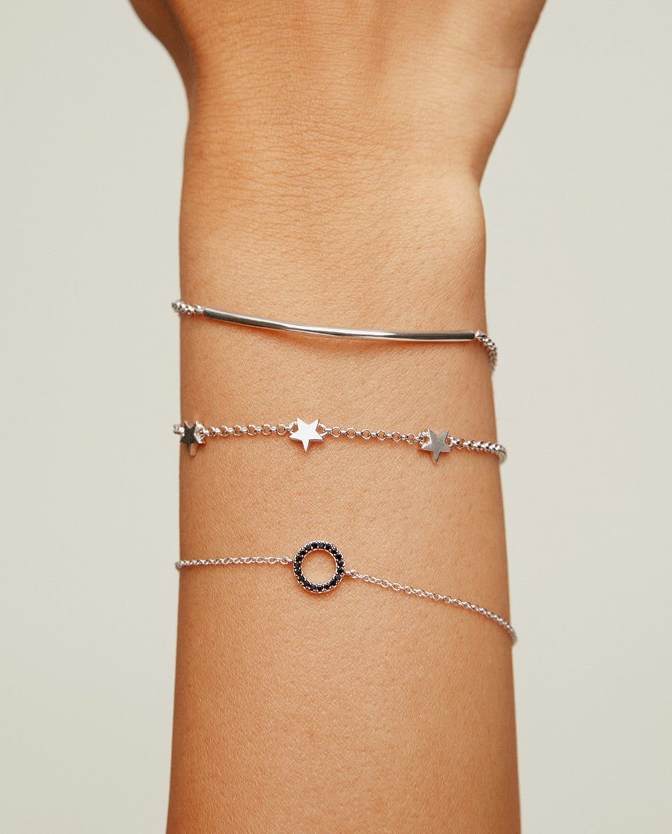 Pulsera de plata 925 con círculo de espinelas negras - Aristocrazy - Negro Negro-6