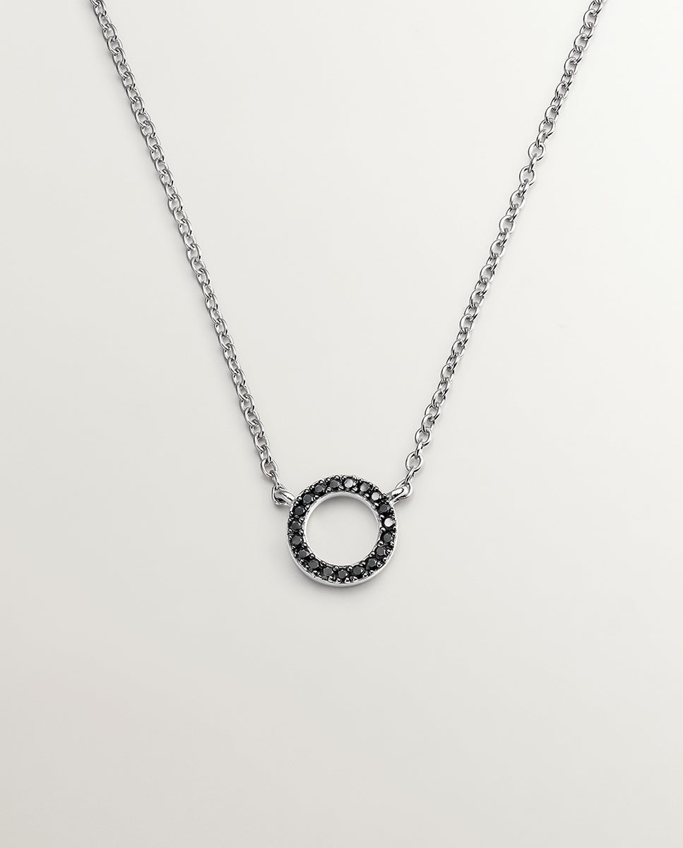 Cadena con colgante de plata 925 con círculo de espinelas negras - Negro Negro-1