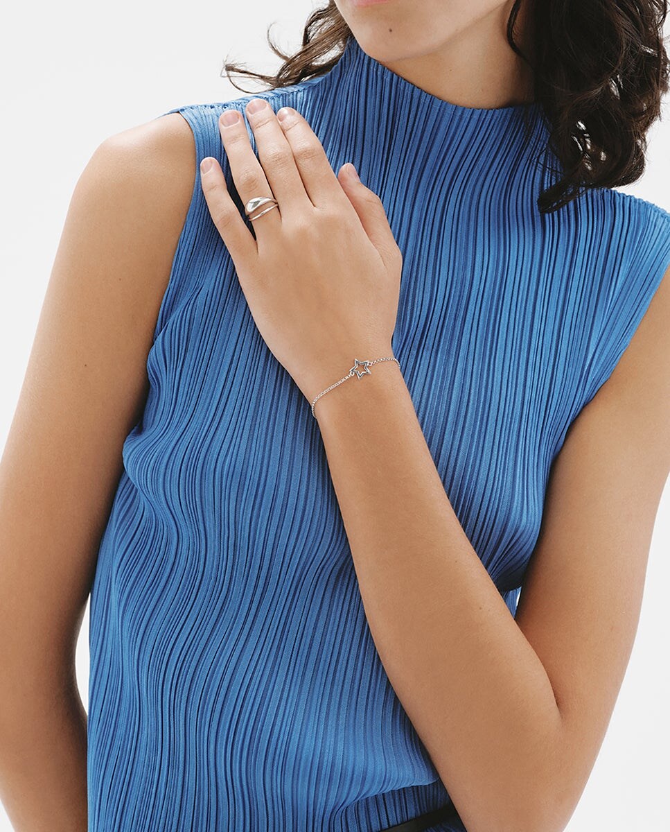 Pulsera de plata 925 con forma de estrella Plata-6