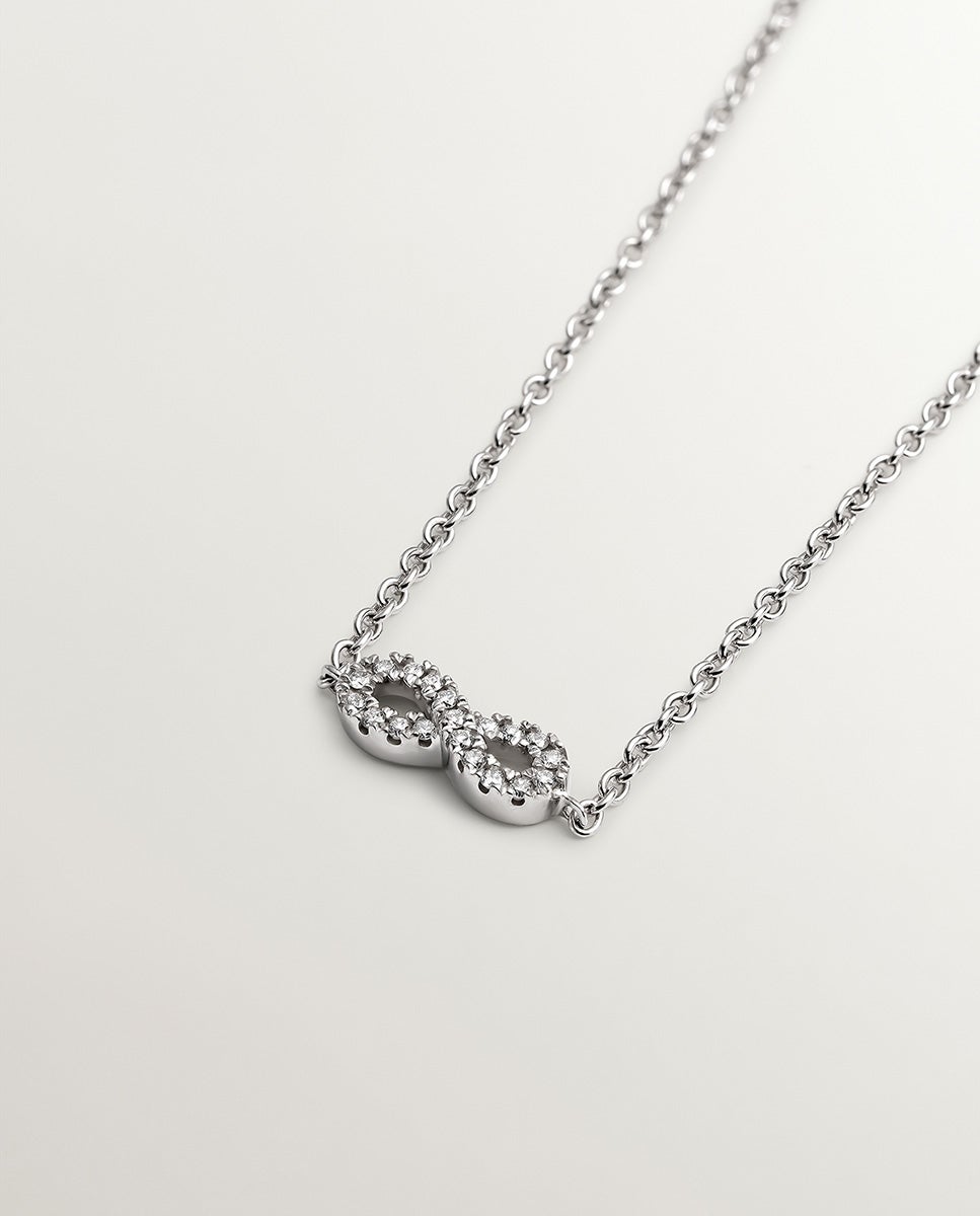 Imagen 3 de Pulsera de oro blanco de 18k con infinito y diamantes - Plata Plata