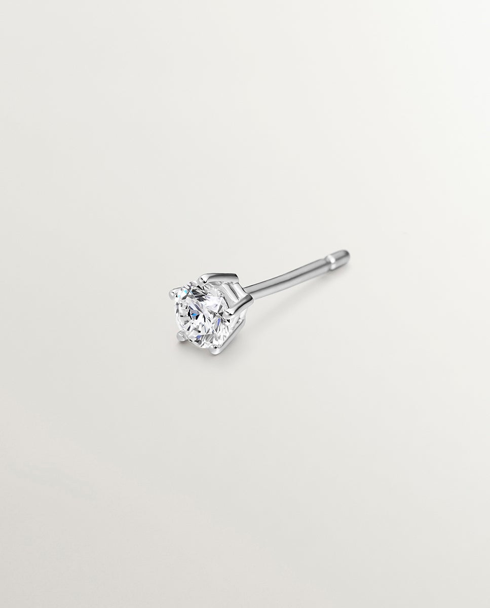 Imagen 3 de Pendiente individual solitario de oro blanco de 18k con diamante 0,20 cts - Plata Plata