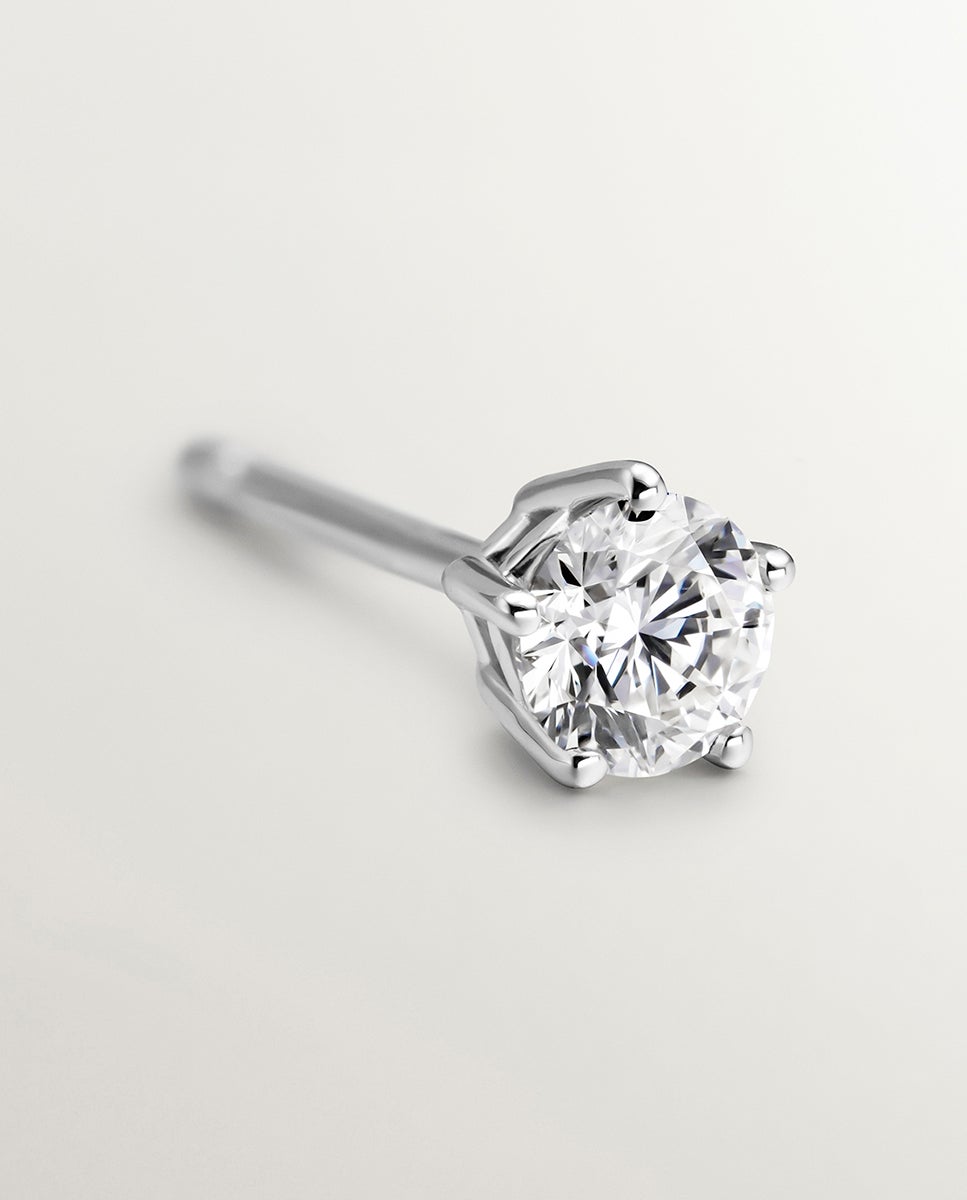 Imagen 5 de Pendiente individual solitario de oro blanco de 18k con diamante 0,20 cts - Plata Plata