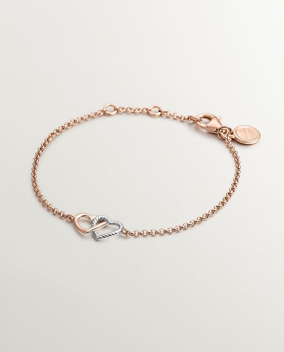 Imagen 0 de Pulsera de cadena plata 925 bañada en oro rosa de 18k y corazón de plata 925 Plata