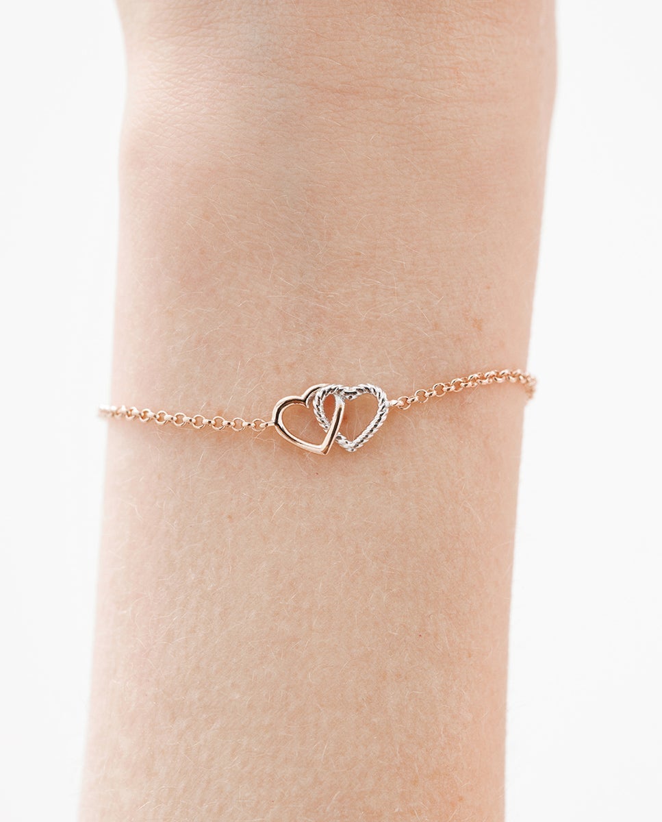 Pulsera de cadena plata 925 bañada en oro rosa de 18k y corazón de plata 925 - Aristocrazy - Plata Plata-2