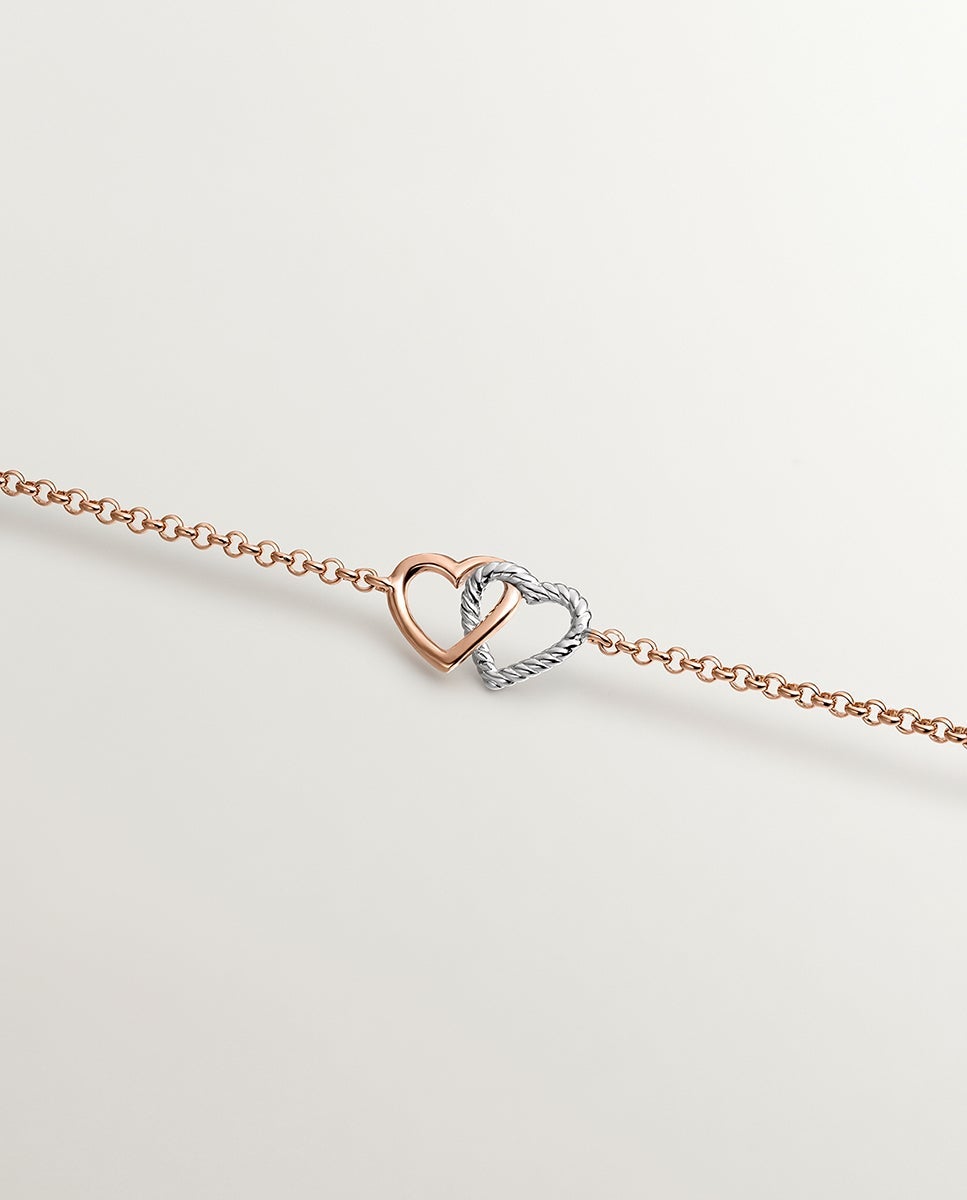 Pulsera de cadena plata 925 bañada en oro rosa de 18k y corazón de plata 925 - Aristocrazy - Plata Plata-5