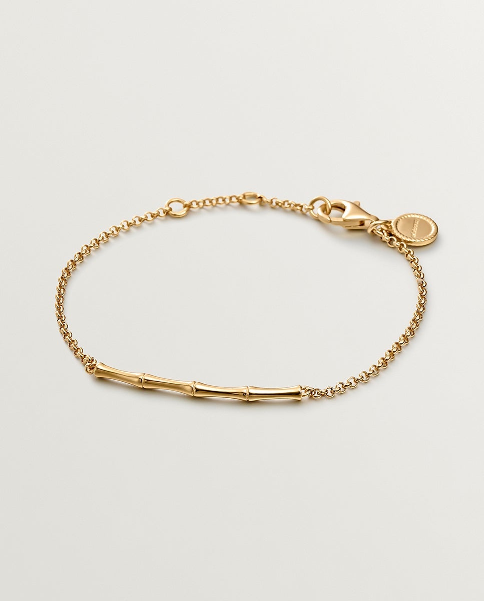 Pulsera de cadena de plata 925 bañada en oro amarillo de 18k con caña de bambú - Aristocrazy - Dorado Dorado-1