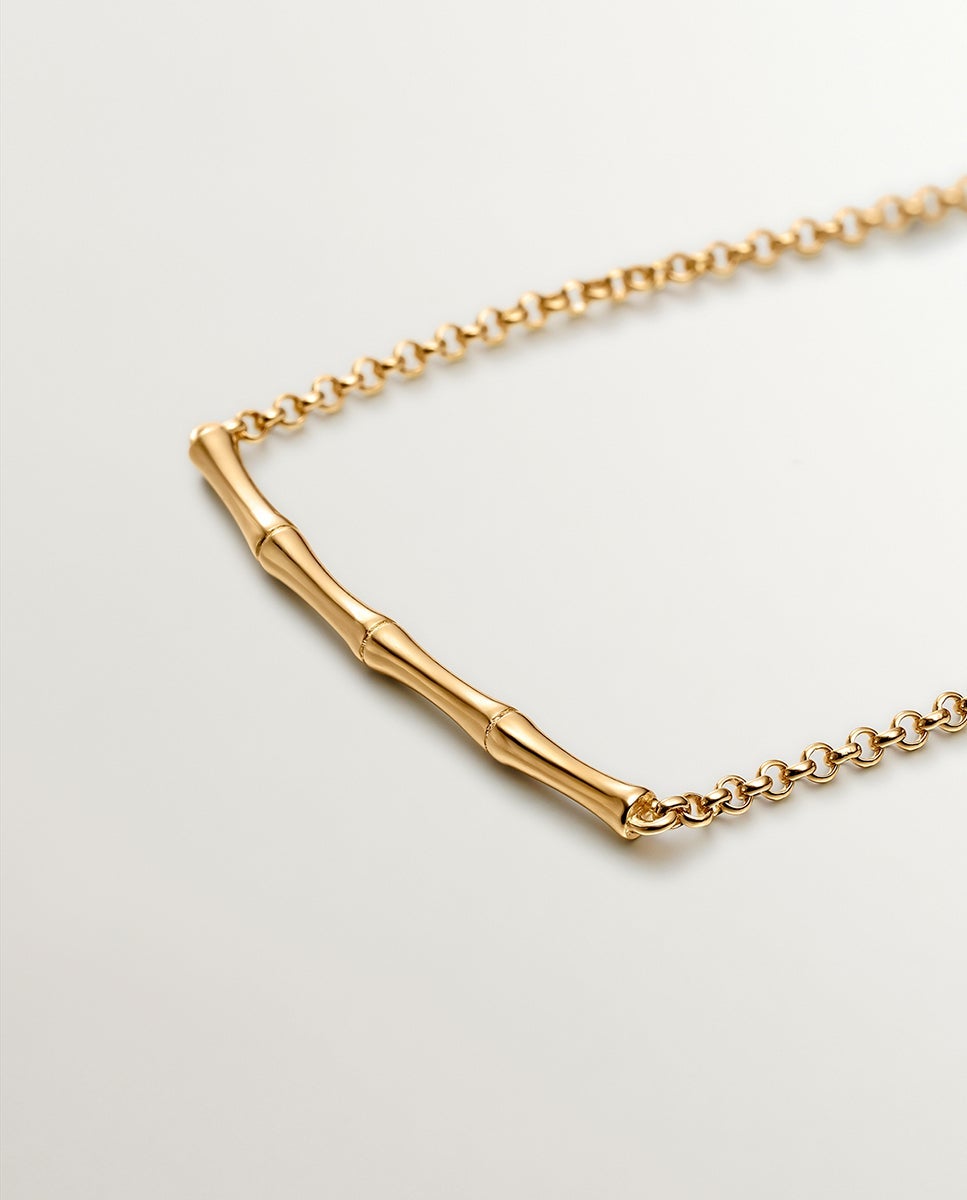 Pulsera de cadena de plata 925 bañada en oro amarillo de 18k con caña de bambú - Aristocrazy - Dorado Dorado-5