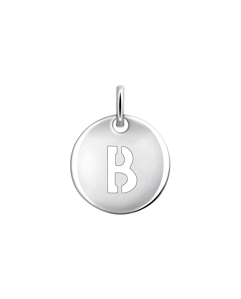 Charm Initials de plata en forma de lenteja letra B Plata-1