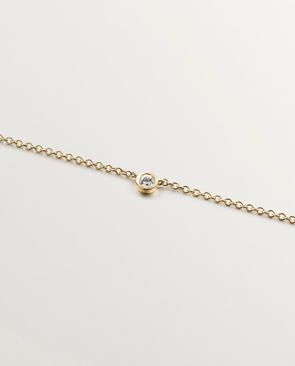 Colgante solitario de plata 925 bañada en oro amarillo de 18k con topacio - Aristocrazy - Blanco Blanco-3
