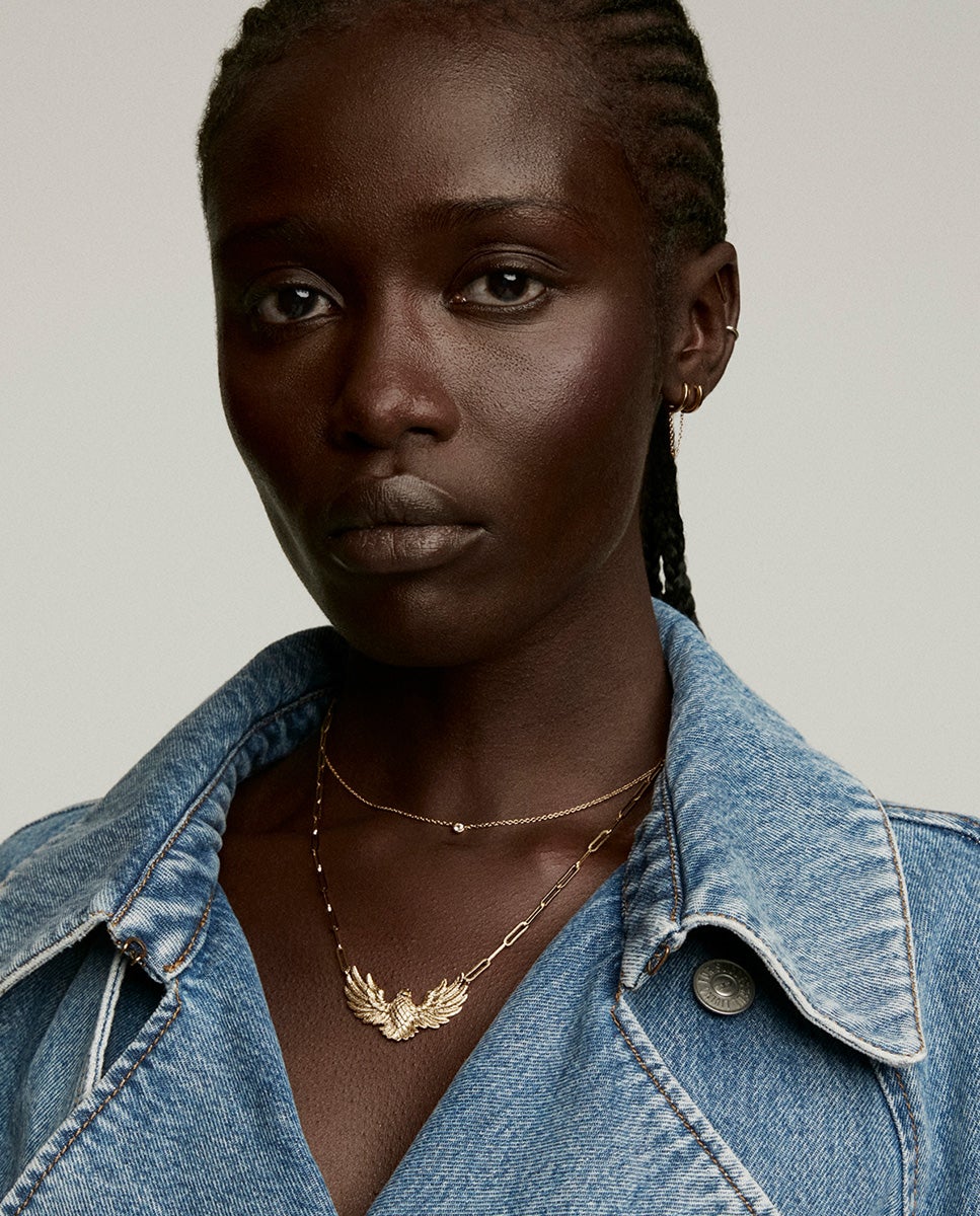 Colgante solitario de plata 925 bañada en oro amarillo de 18k con topacio - Aristocrazy - Blanco Blanco-6