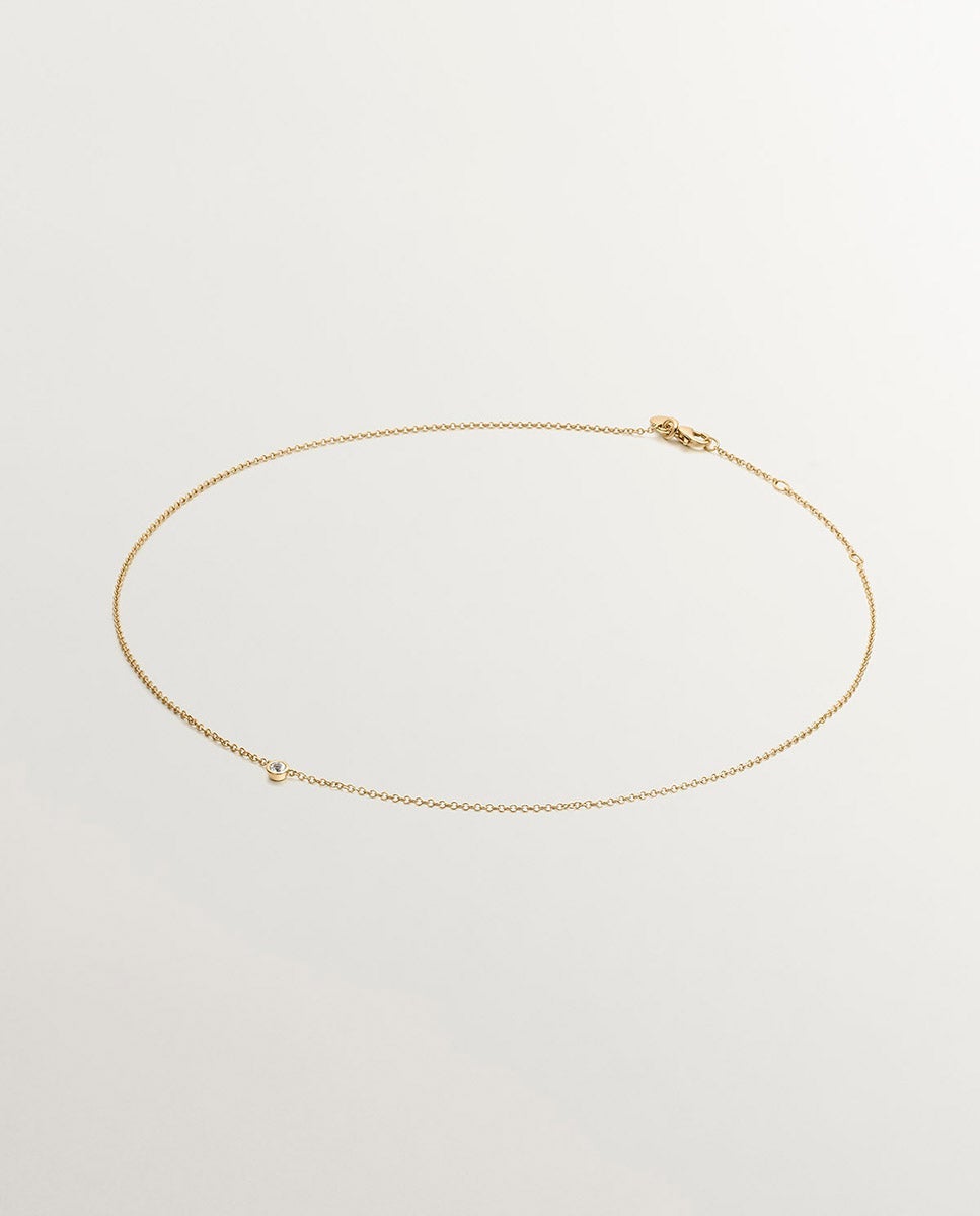 Imagen 0 de Colgante solitario de plata 925 bañada en oro amarillo de 18k con topacio blanco Blanco