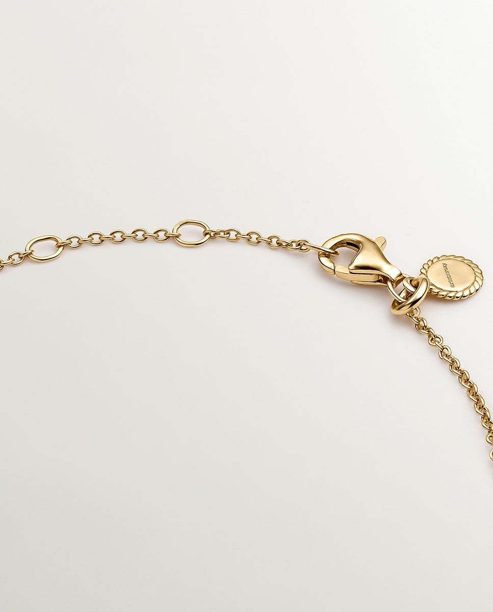Pulsera de cadena solitario de plata 925 bañada en oro amarillo de 18k con topacio blanco - Aristocrazy - Dorado Dorado-7