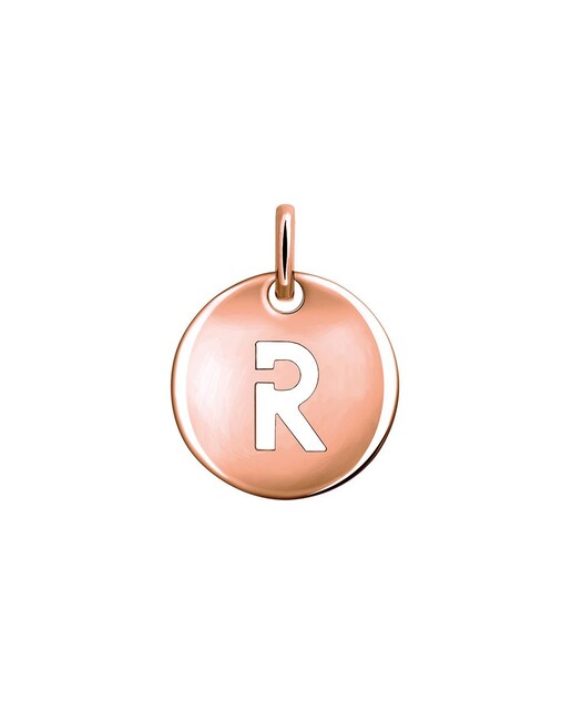 Imagen 0 de Charm medalla Initials letra R de plata bañada en de oro rosa de 18 kt
