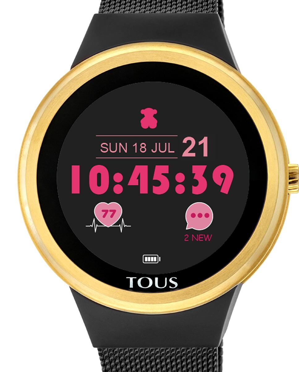Reloj de mujer Rond Connect de acero IP dorado con correa mesh