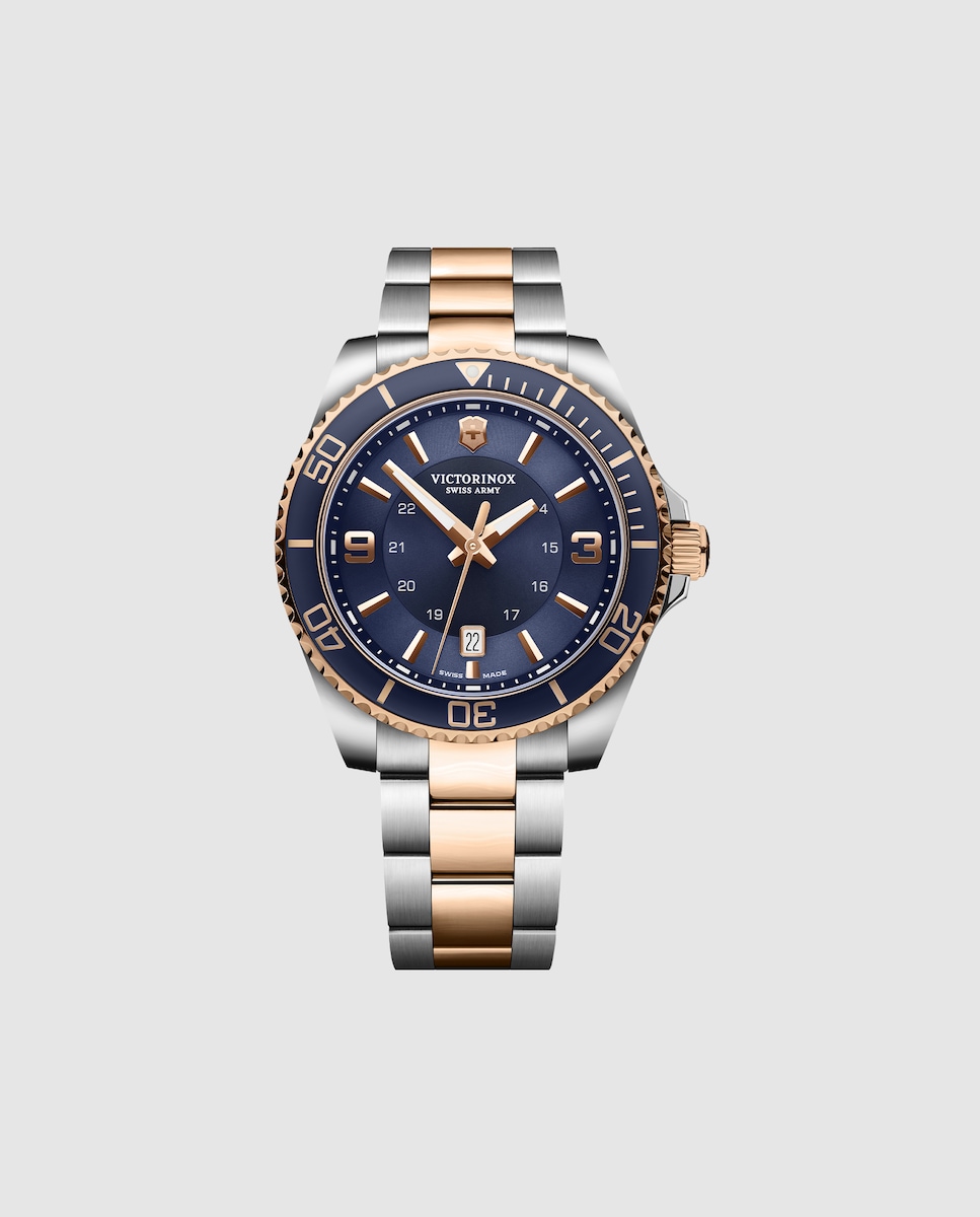 Reloj de hombre Maverick V241950 de acero y correa bicolor oro rosa Plata-1