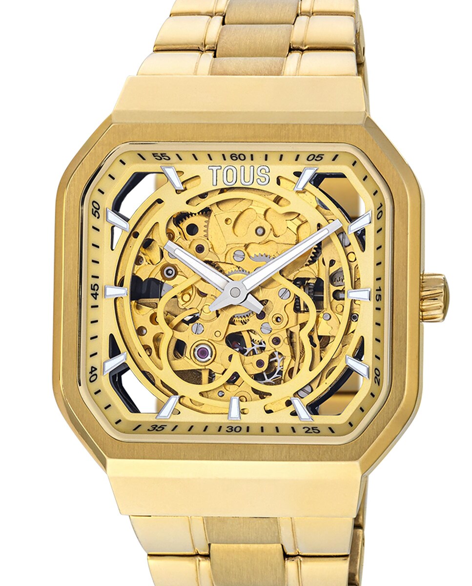 Reloj de mujer automático D-Bear con brazalete de acero IP dorado