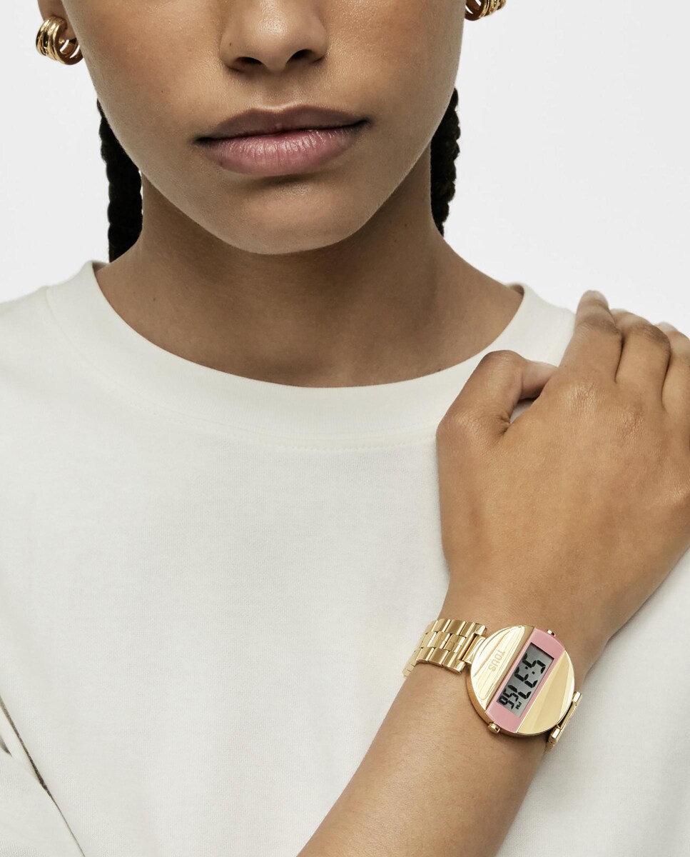 Reloj digital de mujer MARS con brazalete de acero IPG dorado y
