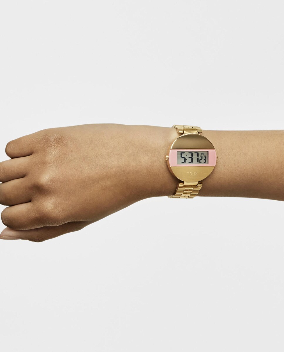 Reloj digital de mujer MARS con brazalete de acero IPG dorado y