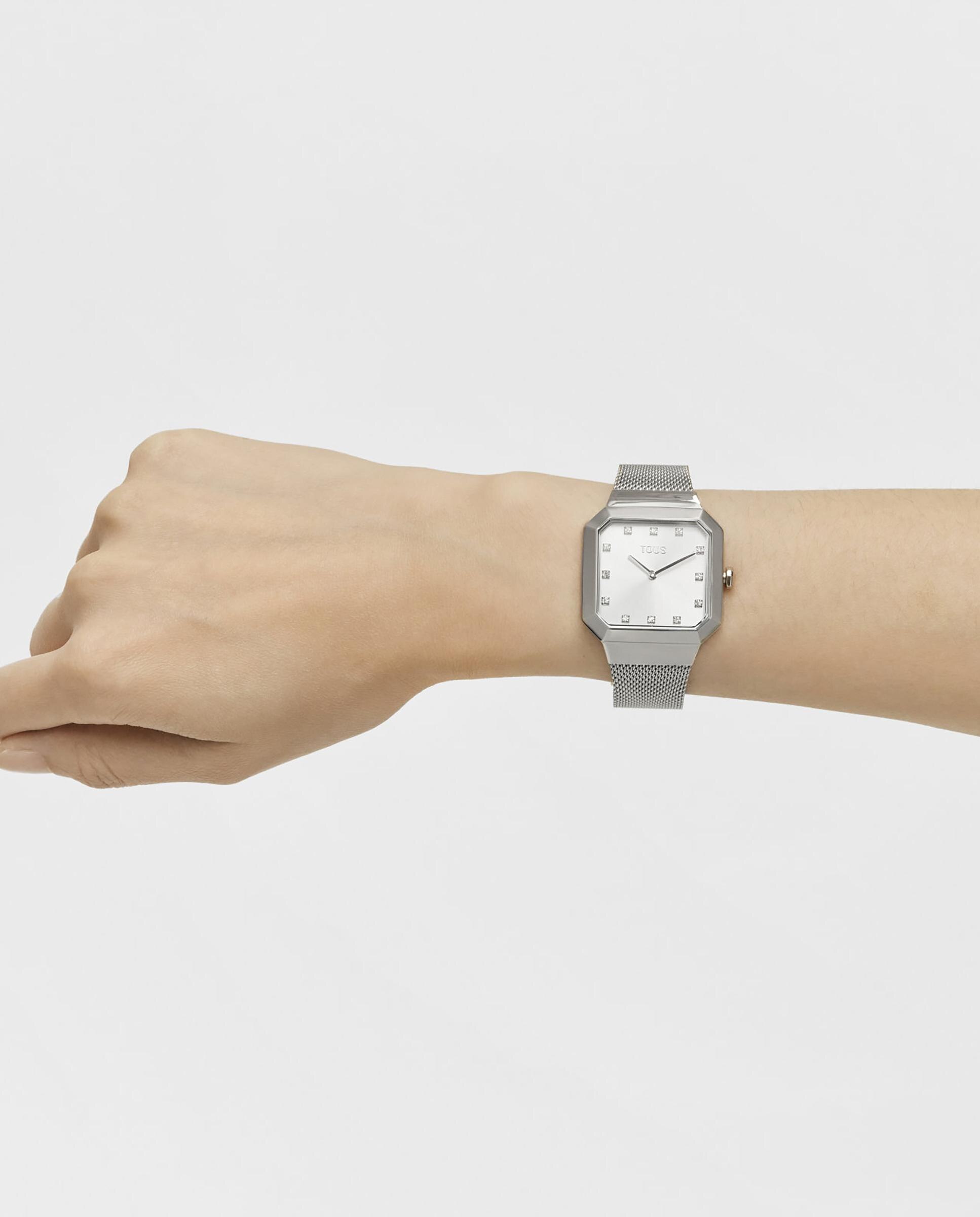 Relógio Analógico Karat Squared com Bracelete de Aço Prata-4