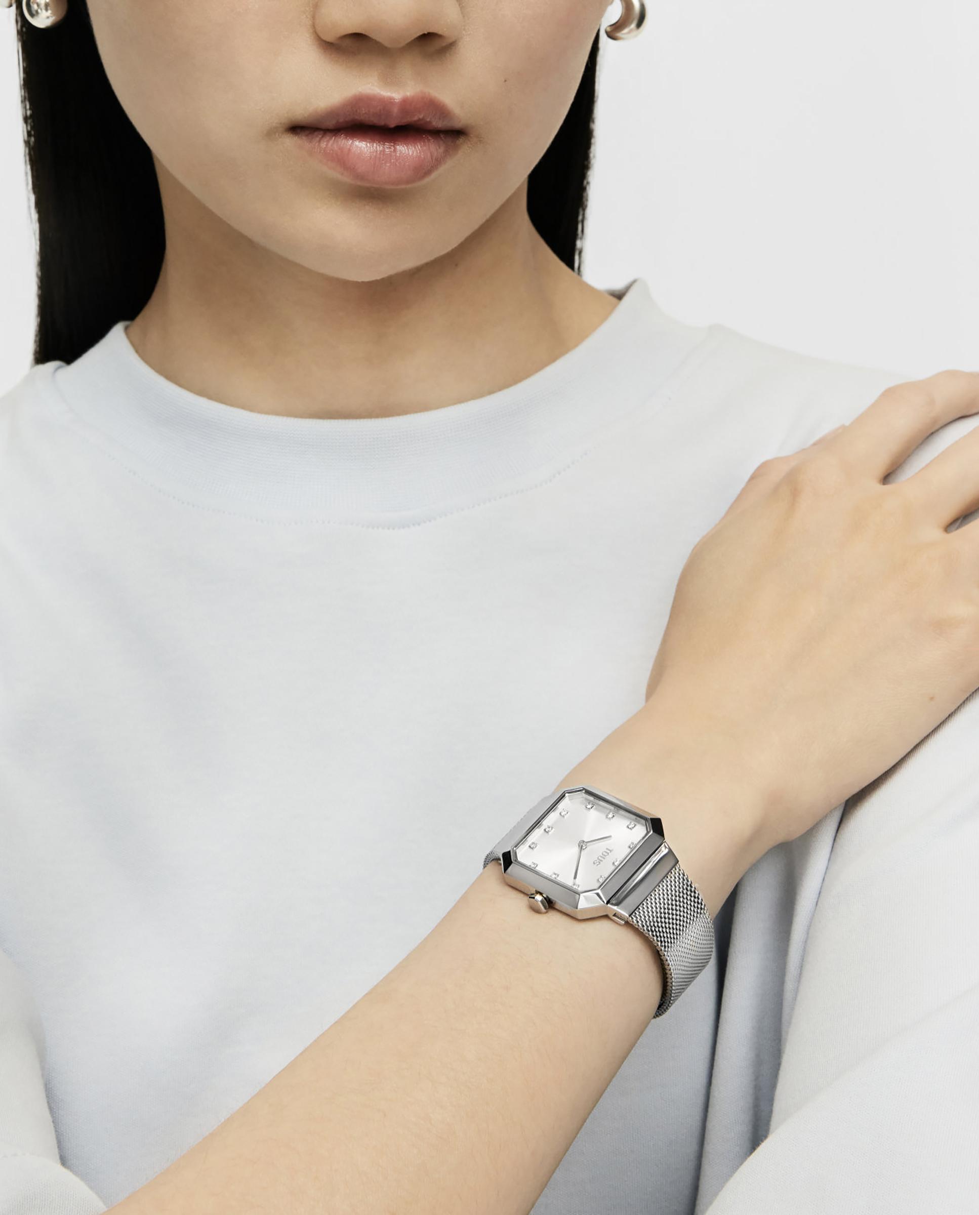 Relógio Analógico Karat Squared com Bracelete de Aço Prata-5