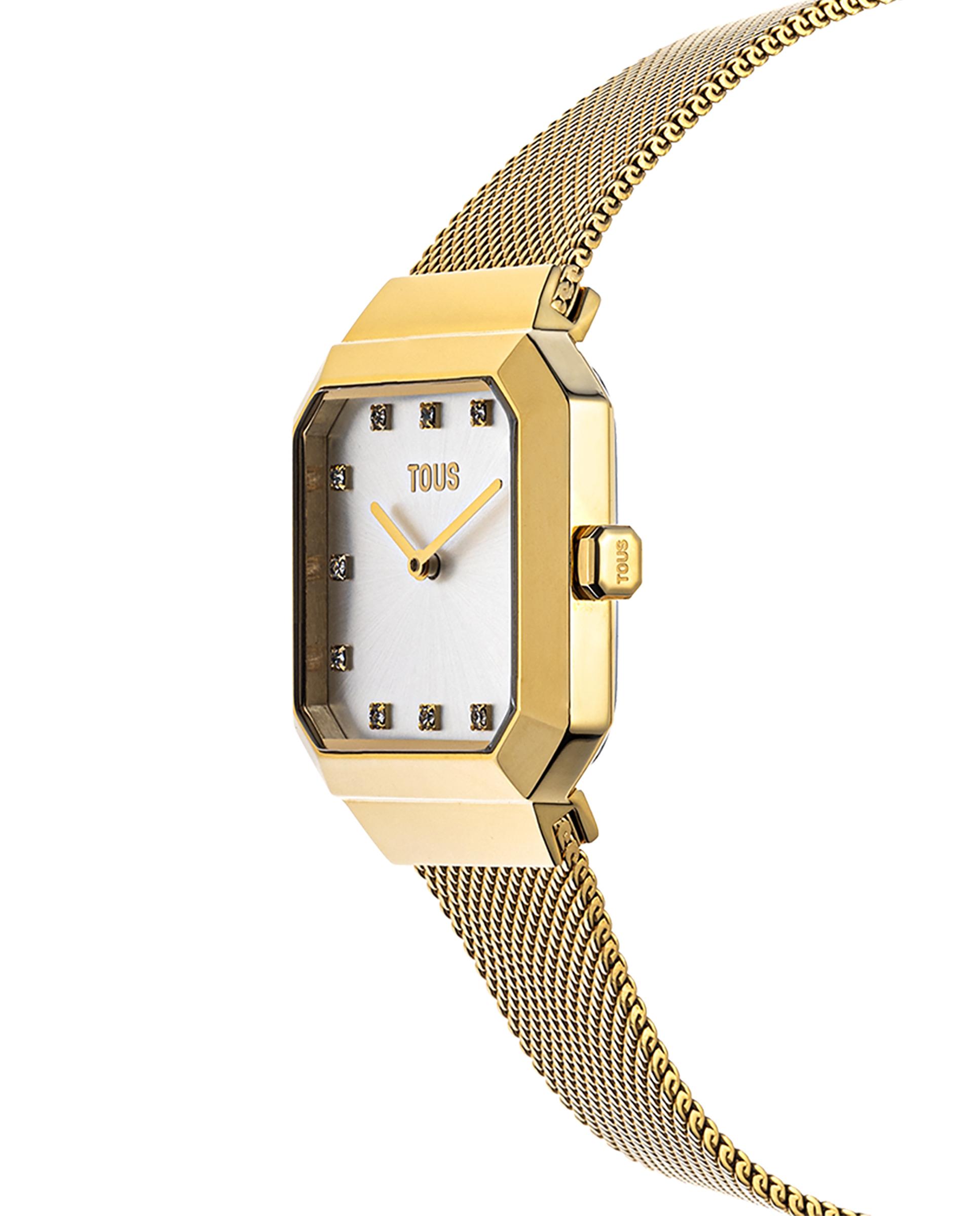 Relógio Analógico Karat Squared com Bracelete de Aço Ipg em Dourado Ouro-2