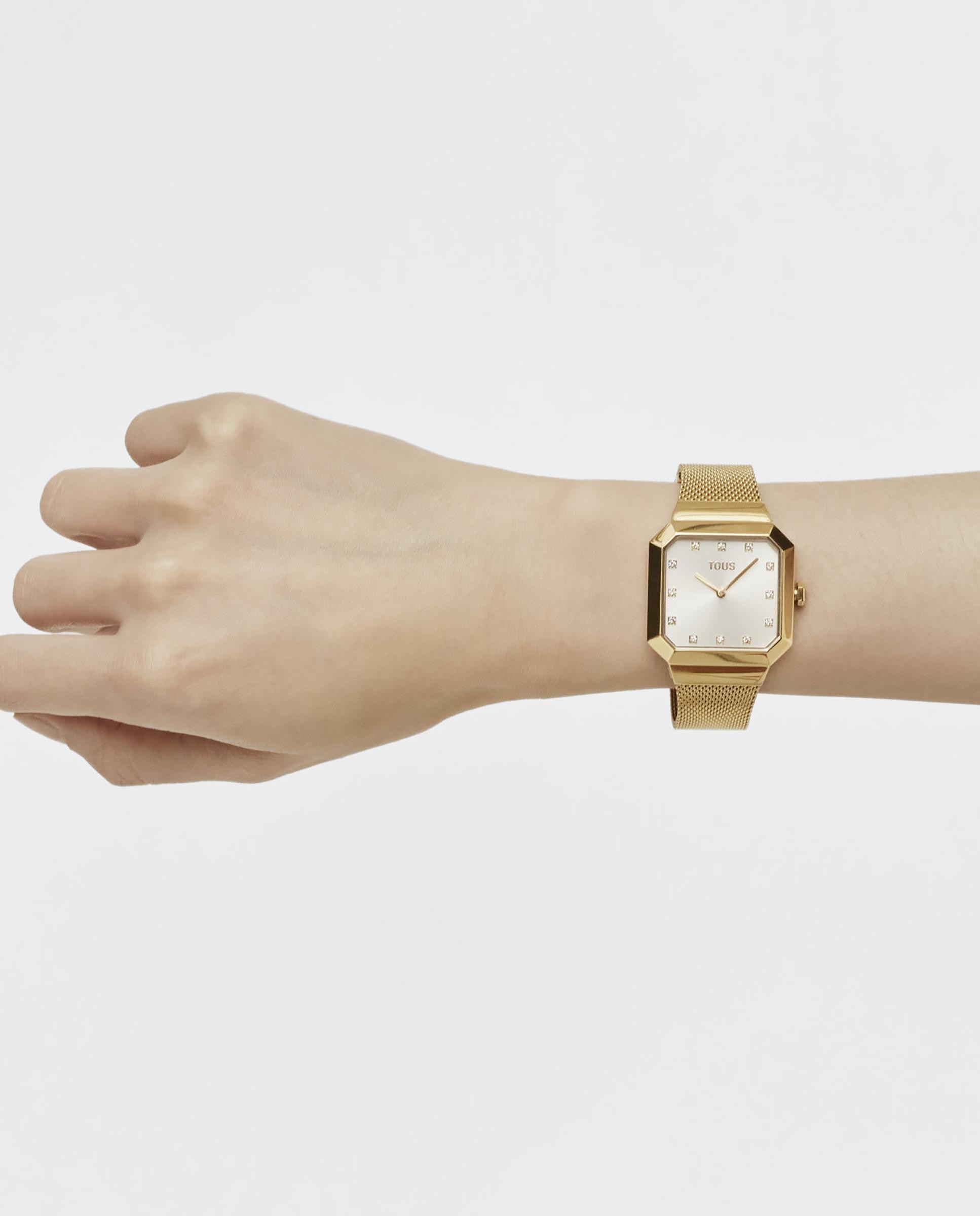 Relógio Analógico Karat Squared com Bracelete de Aço Ipg em Dourado Ouro-4