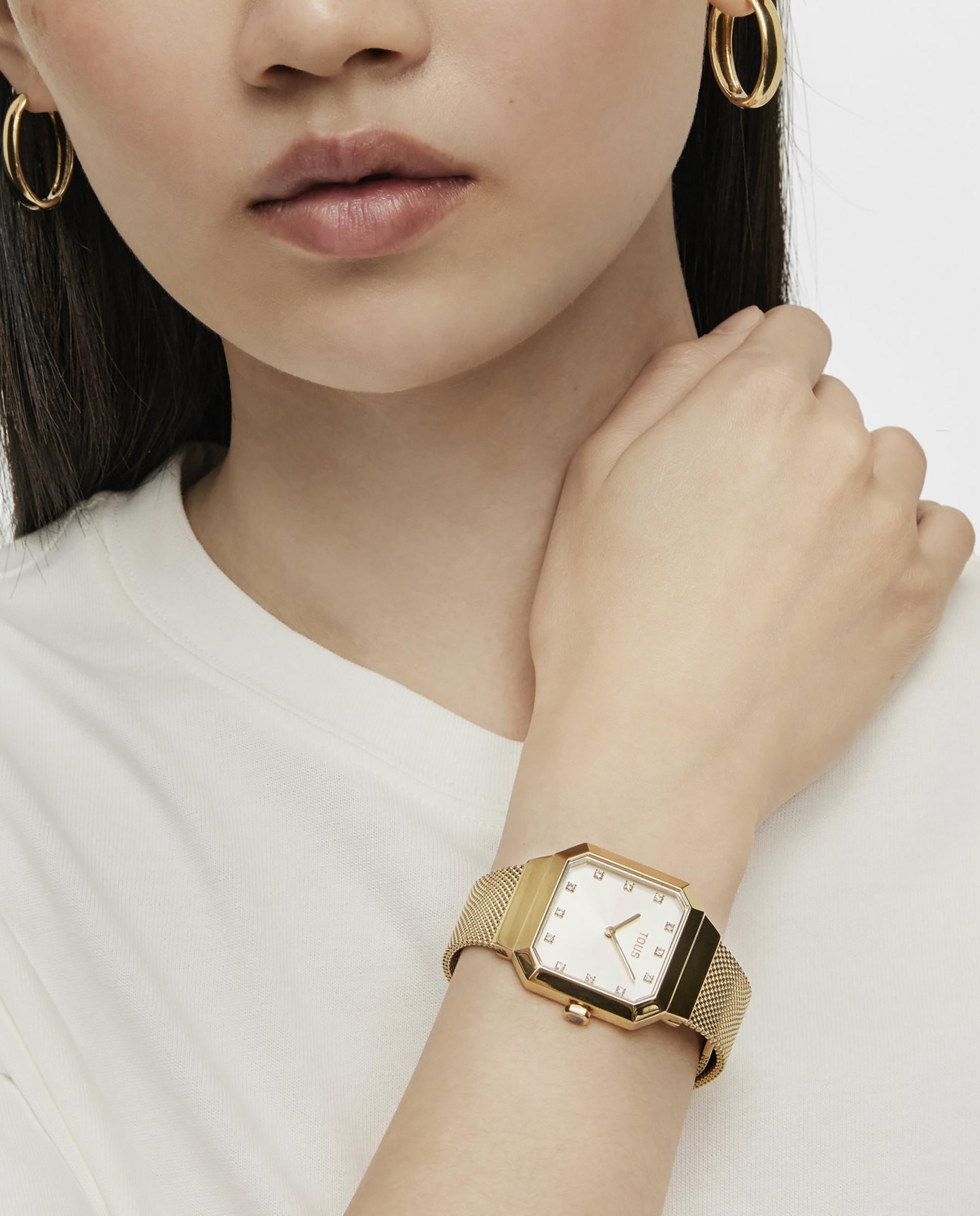 Relógio Analógico Karat Squared com Bracelete de Aço Ipg em Dourado Ouro-5