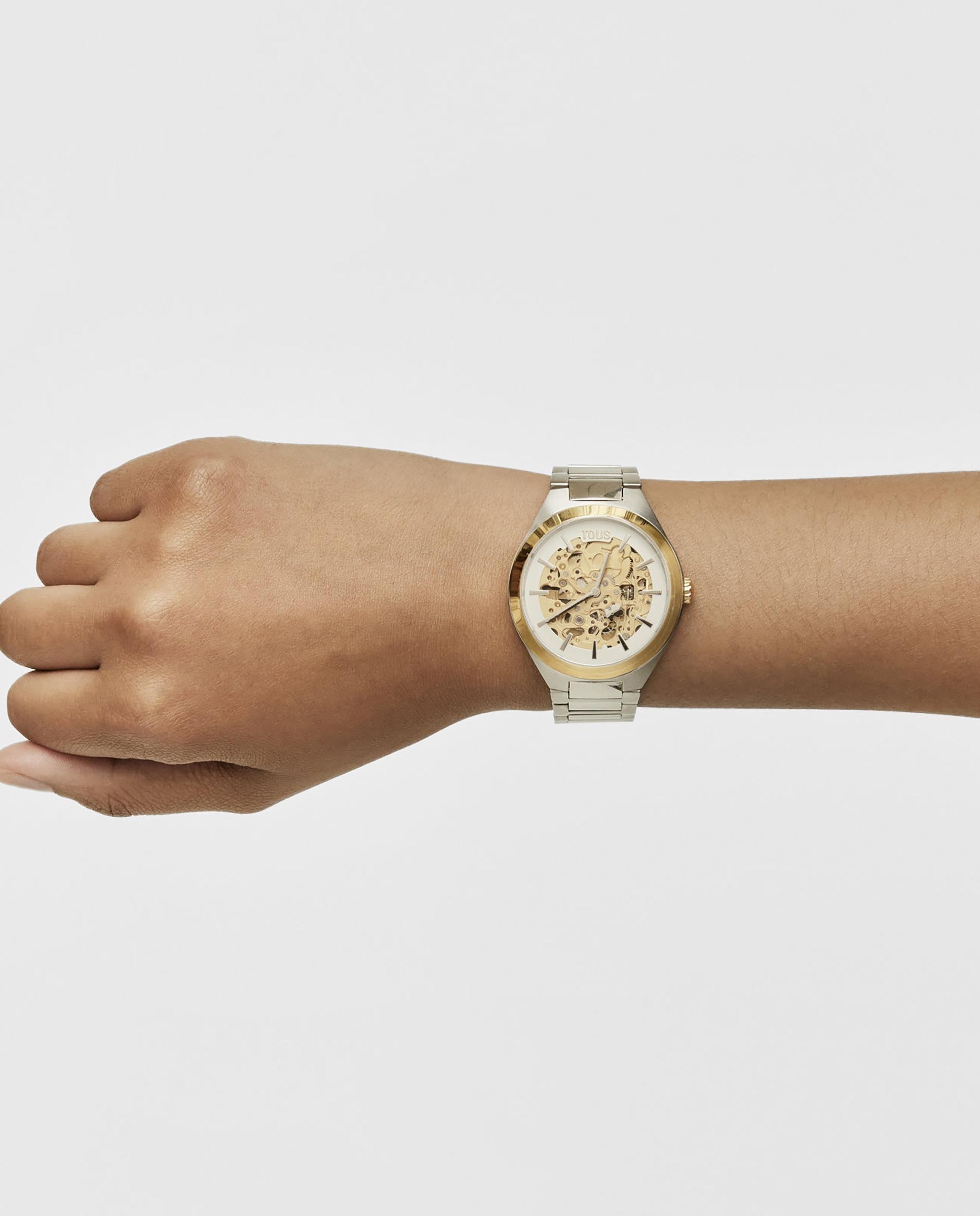 Relógio Automático Karat Round de Aço Ipg Dourado e Bracelete de Aço Dourado-4