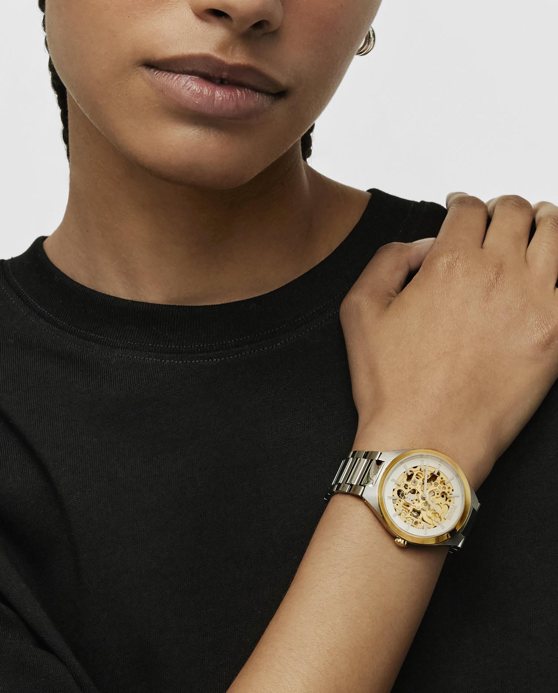 Relógio Automático Karat Round de Aço Ipg Dourado e Bracelete de Aço Dourado-5