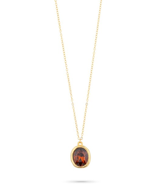 Imagen 0 de Collar Textures de oro con cristales marrones