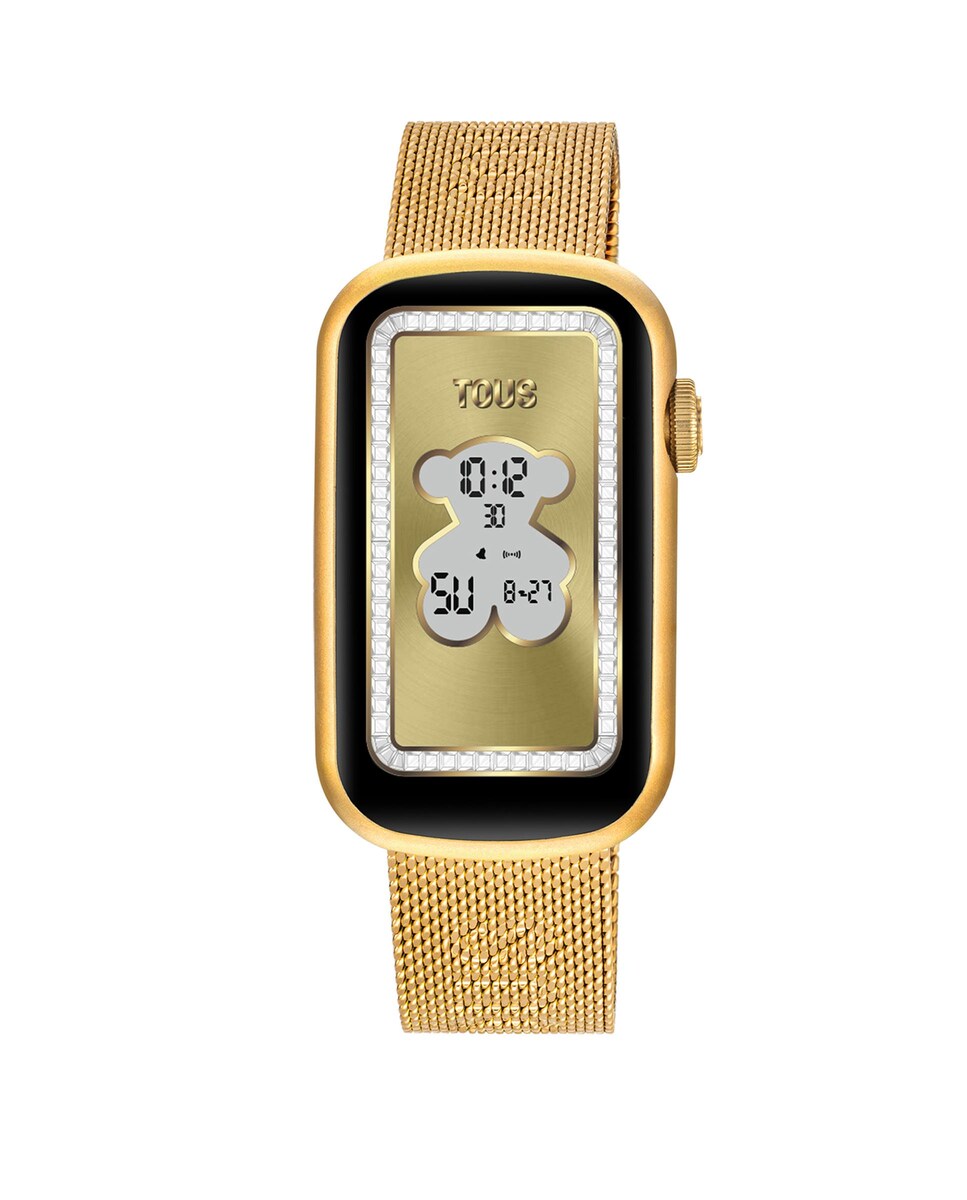 Smartwatch T-Band Mesh con brazalete de acero IPG dorado · Tous
