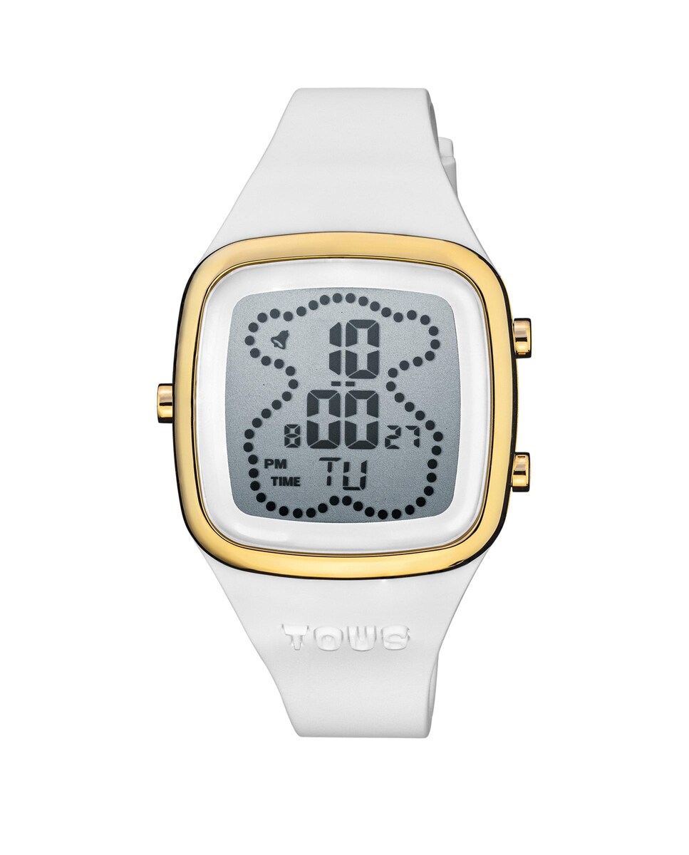 Reloj de mujer B-Time digital con correa de silicona en blanco