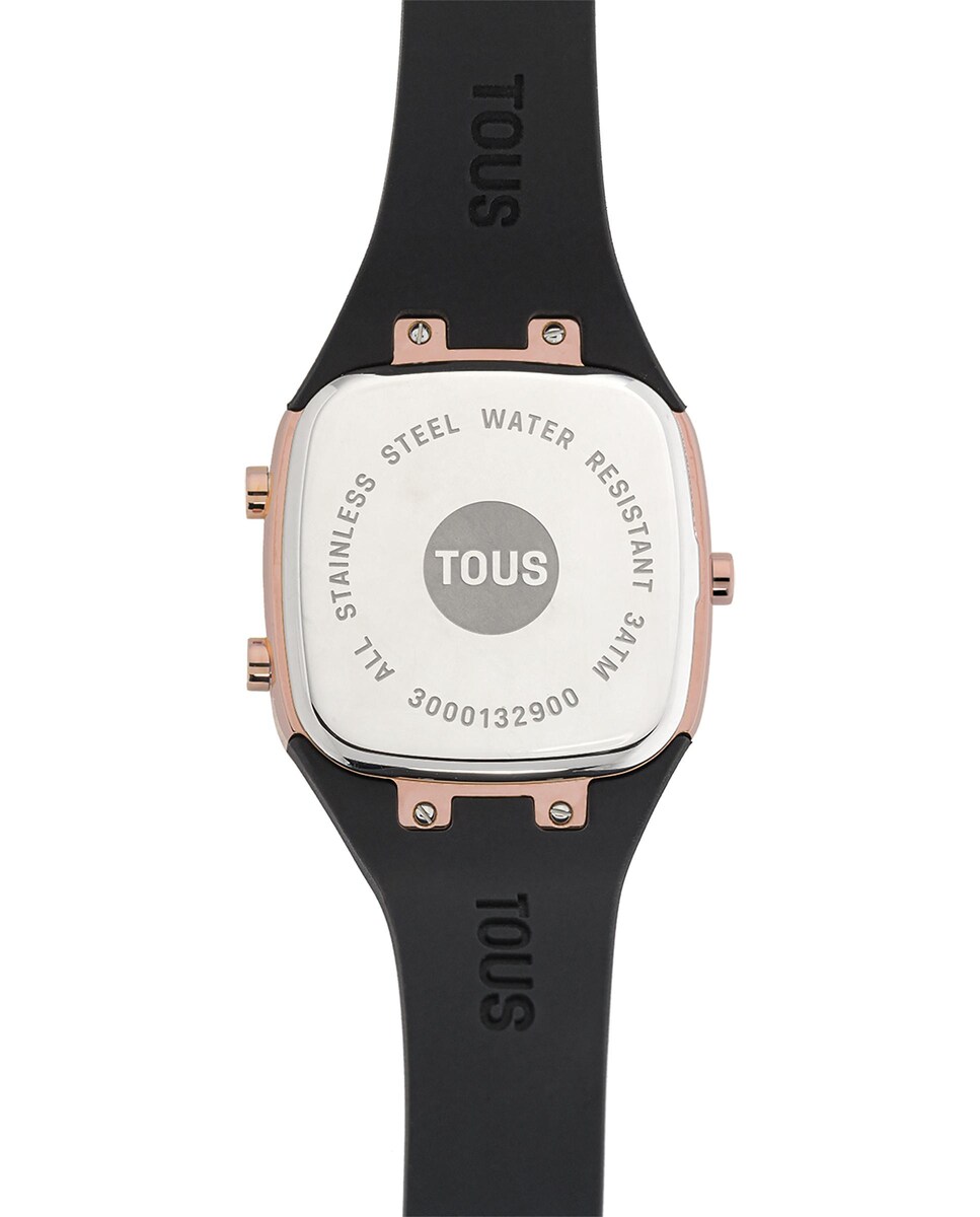 Reloj de mujer B-Time digital con correa de silicona negra Negro-3