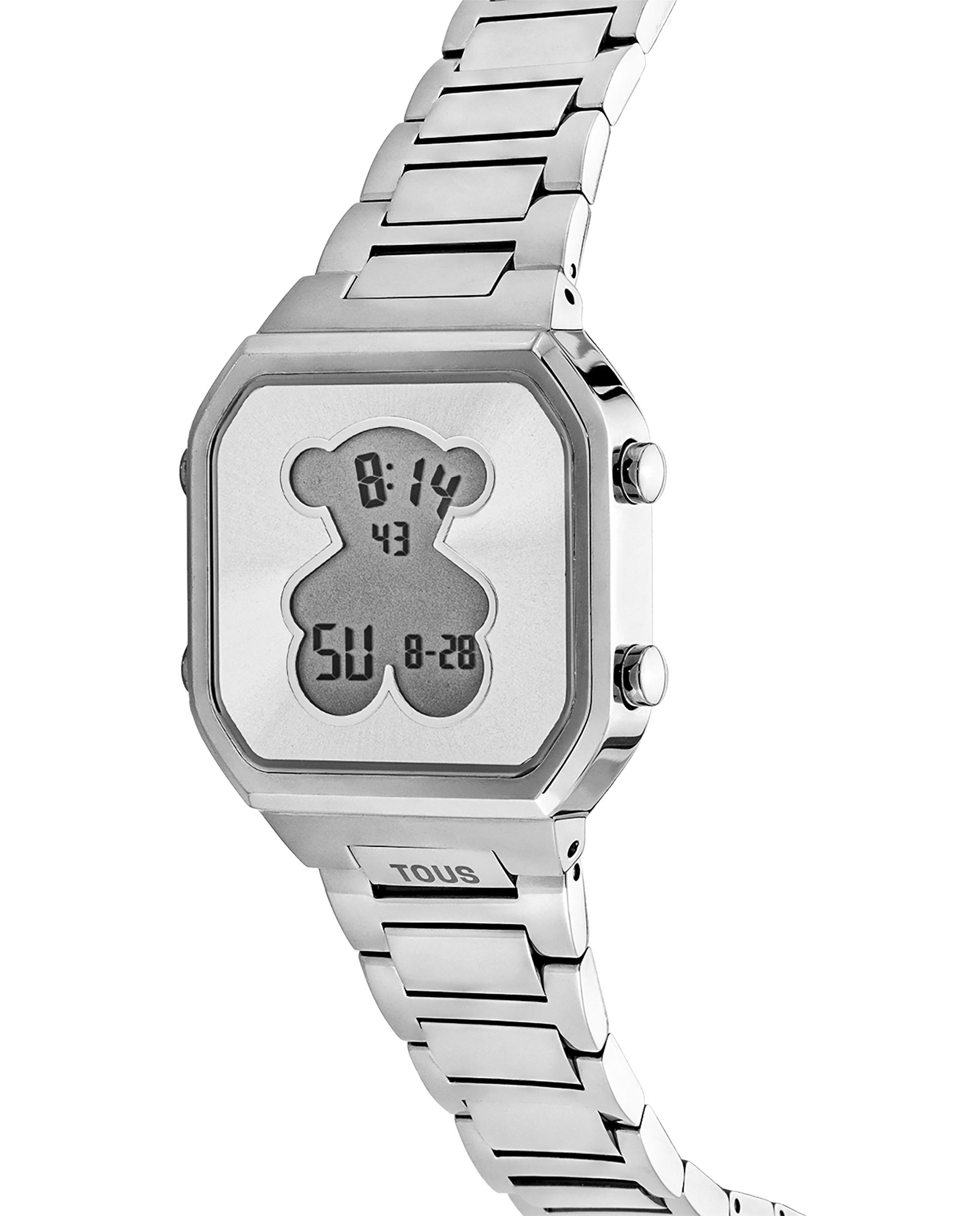 Relógio Digital Ss D-bear com Bracelete de Aço Prata-2
