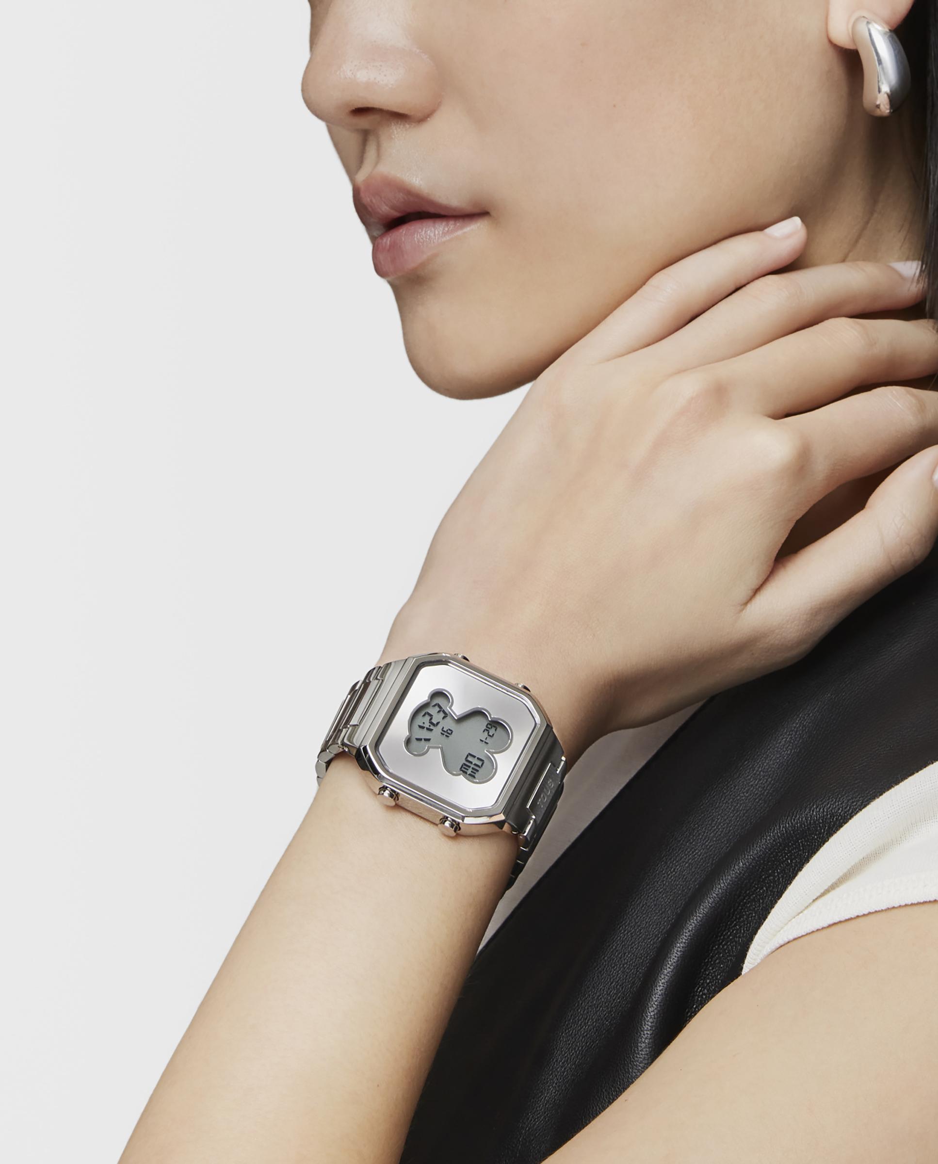 Relógio Digital Ss D-bear com Bracelete de Aço Prata-4
