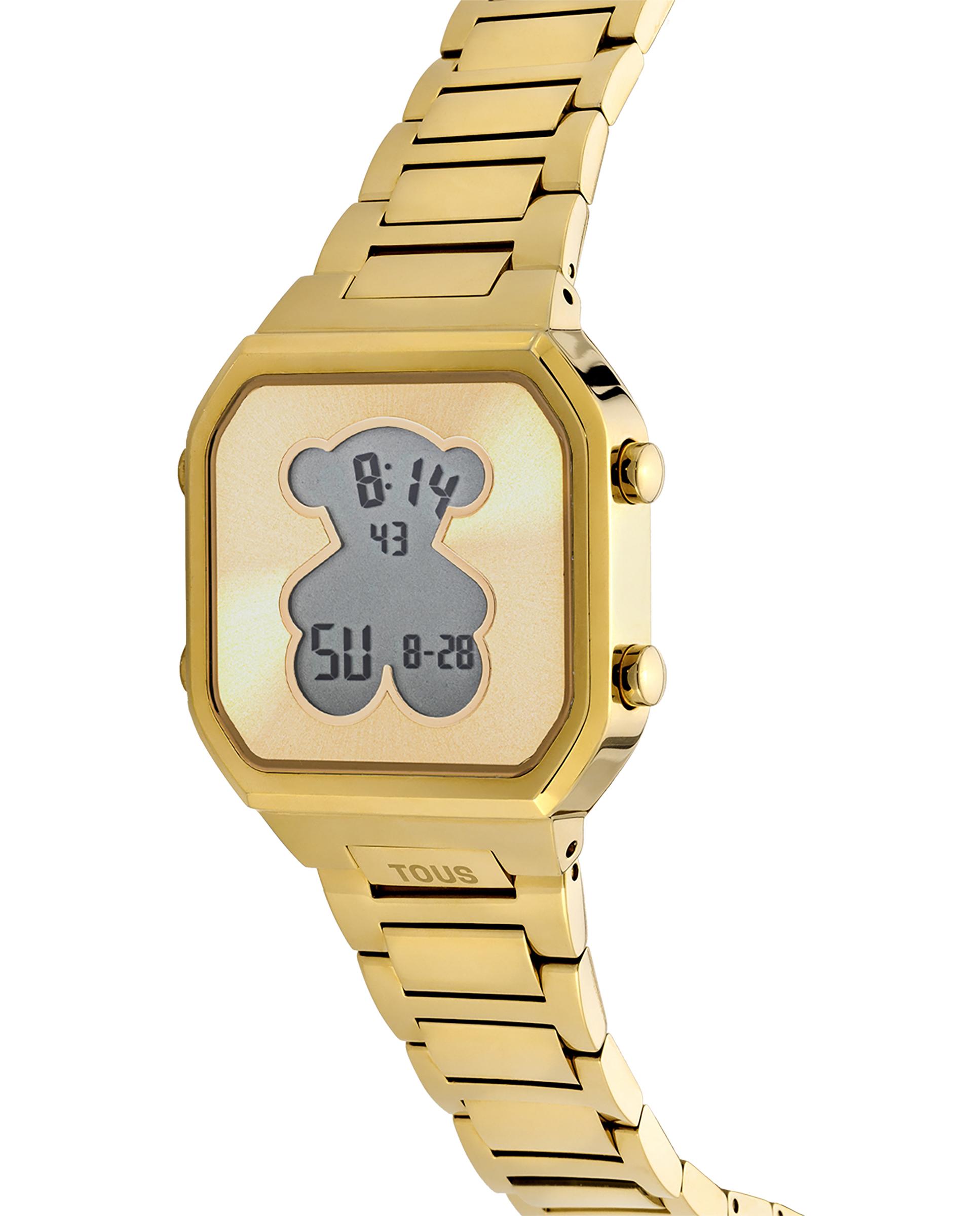 Relógio Digital D-bear com Bracelete de Aço Ipg em Dourado Ouro-2