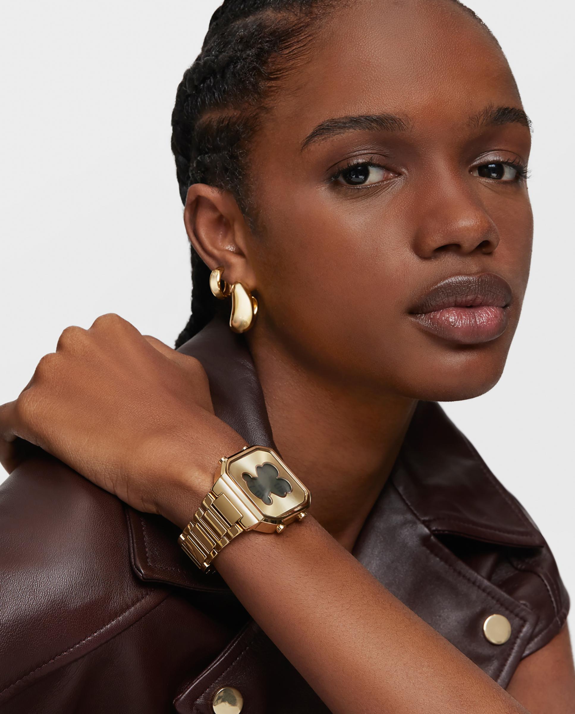 Relógio Digital D-bear com Bracelete de Aço Ipg em Dourado Ouro-4