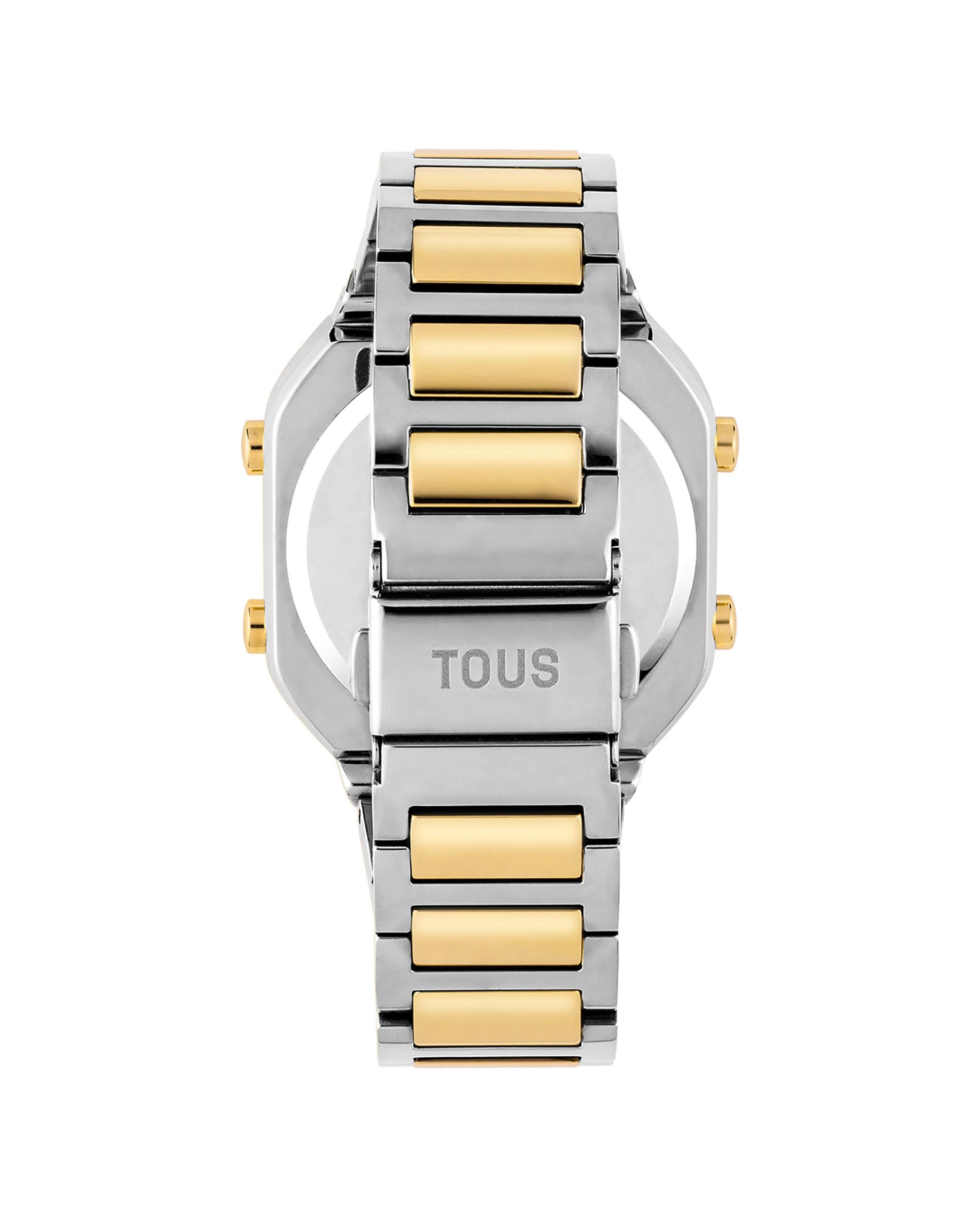 Relógio Digital D-bear com Bracelete de Aço Ss e Aço Ipg em Dourado Ouro / Prata-3