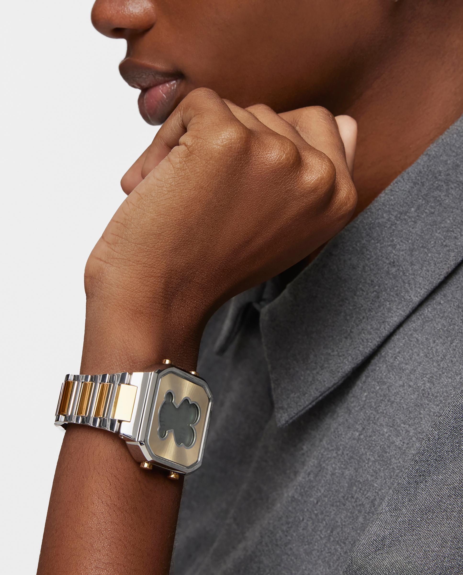 Relógio Digital D-bear com Bracelete de Aço Ss e Aço Ipg em Dourado Ouro / Prata-5