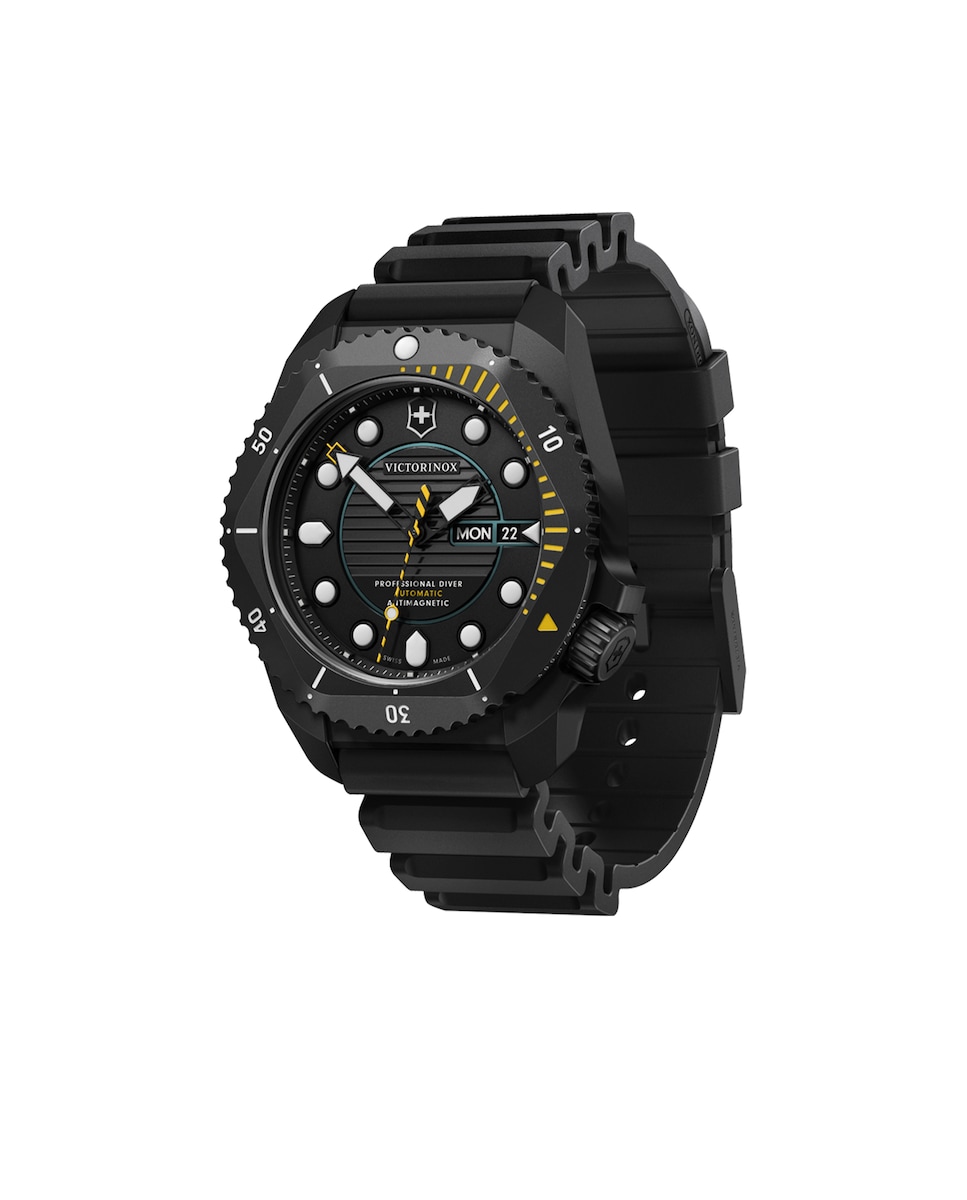 Reloj de hombre Dive pro V241997 automático de caucho y correa negra Negro-2