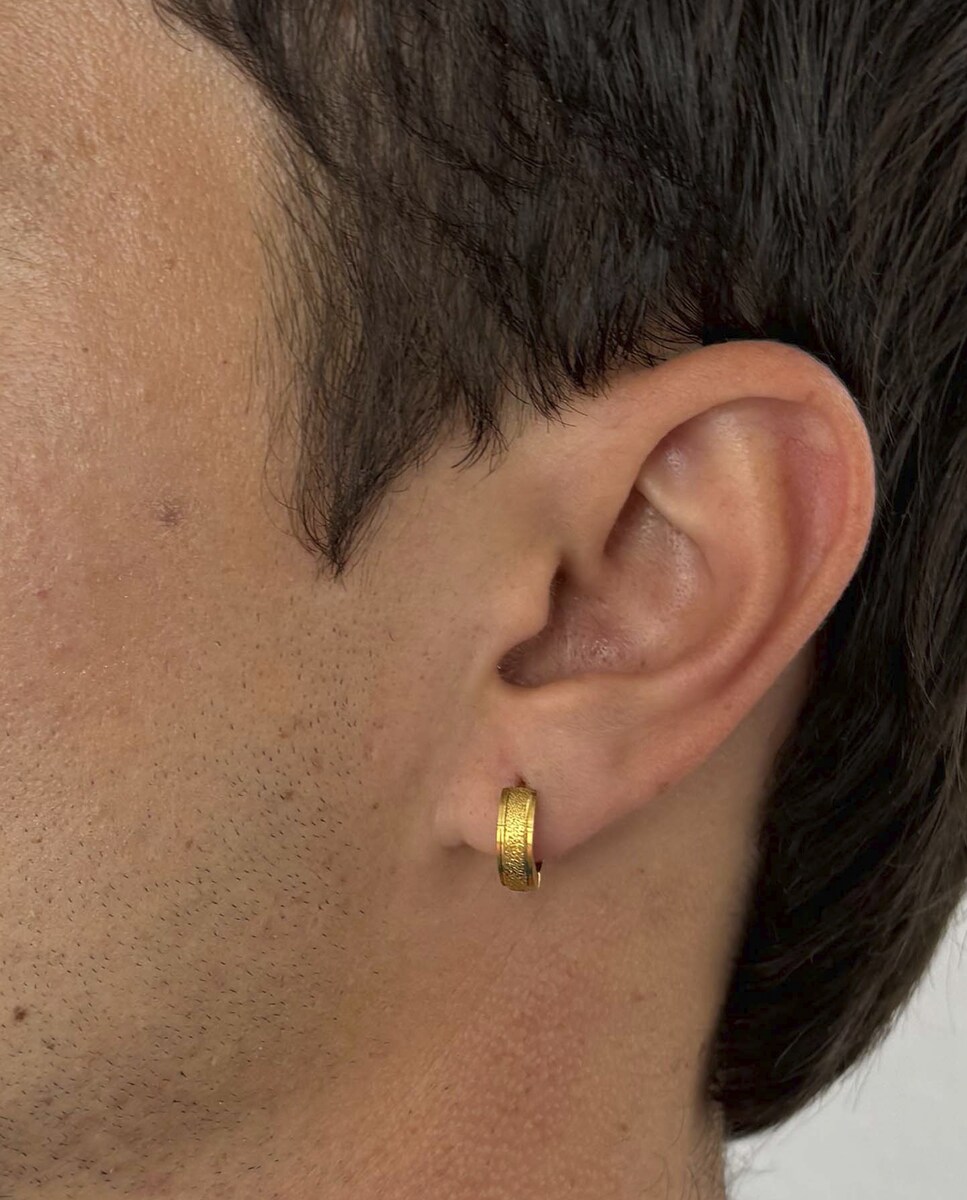 Pendientes De Aro Para Hombre En Acero Inoxidable Negro - Ancho - 2359