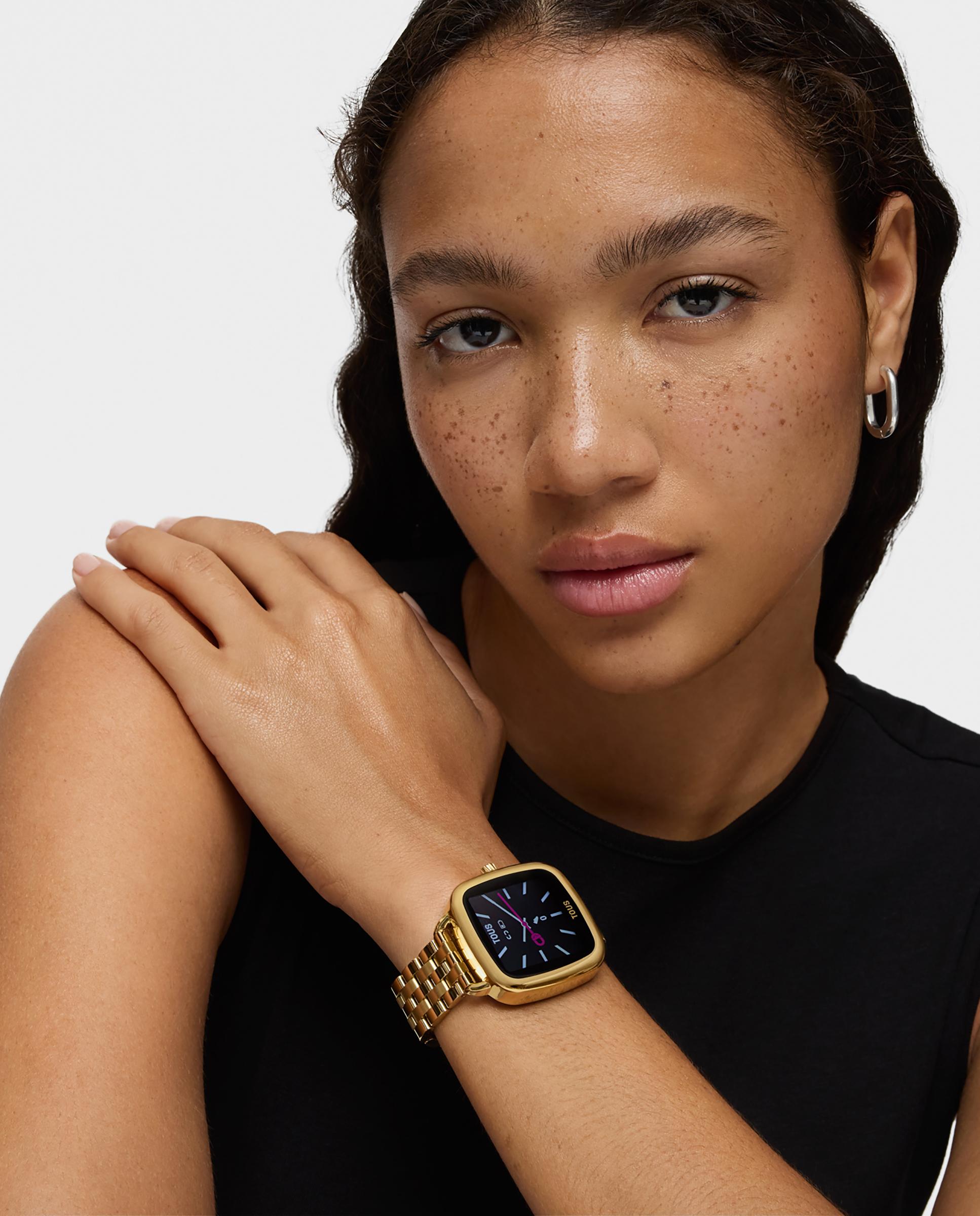 Smartwatch D-connect com Bracelete de Aço Ipg em Dourado Ouro-4