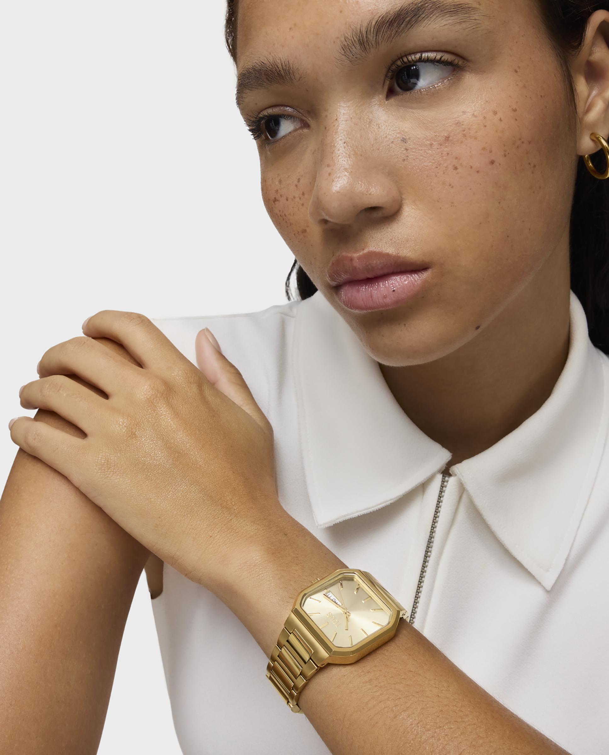 Relógio Analógico Lit com Bracelete de Aço Ipg em Dourado Ouro-4
