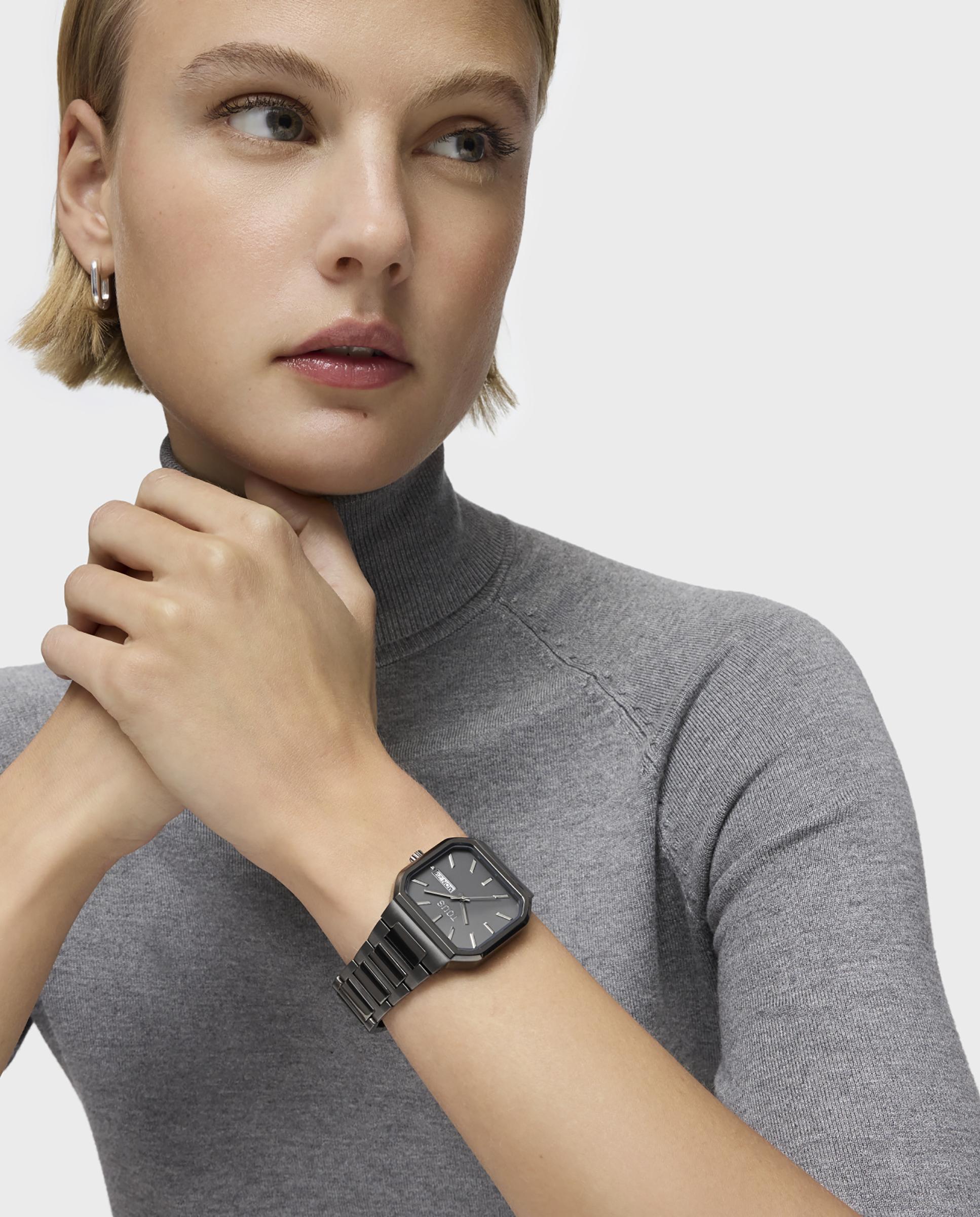 Relógio Analógico Lit com Bracelete de Aço Ip em Preto Preto-5
