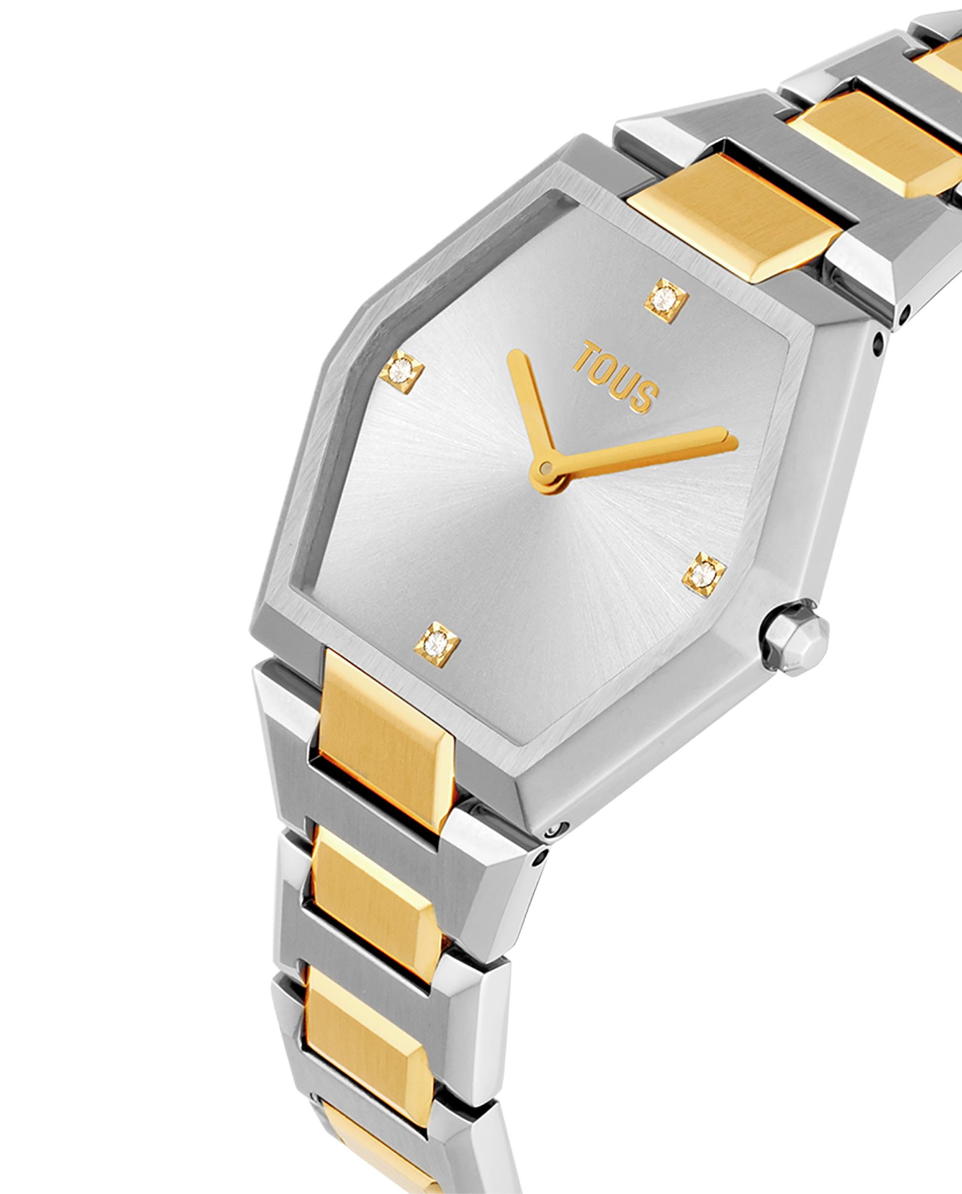 Relógio Digital Karat com Bracelete de Aço Ss e Aço Ipg Dourado Ouro / Prata-2