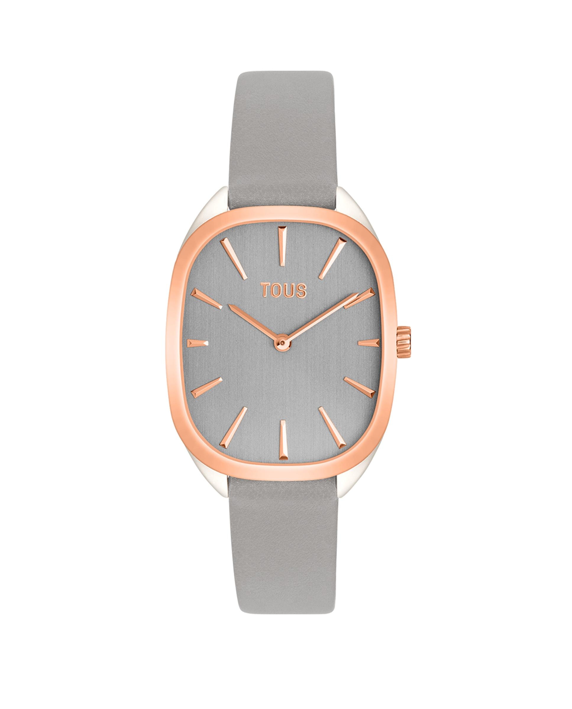 Relógio Analógico Heritage de Aço Iprg Rosa com Correia de Pele Cinzenta Prata / Rosa-1
