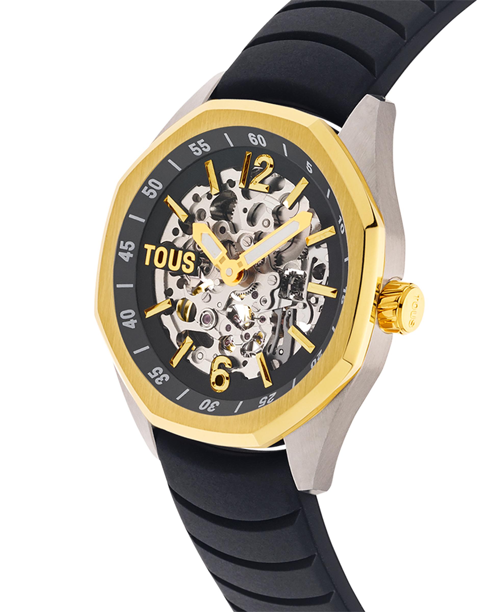 Relógio Automático Now Automático com Bracelete de Silicona em Preto Preto-2