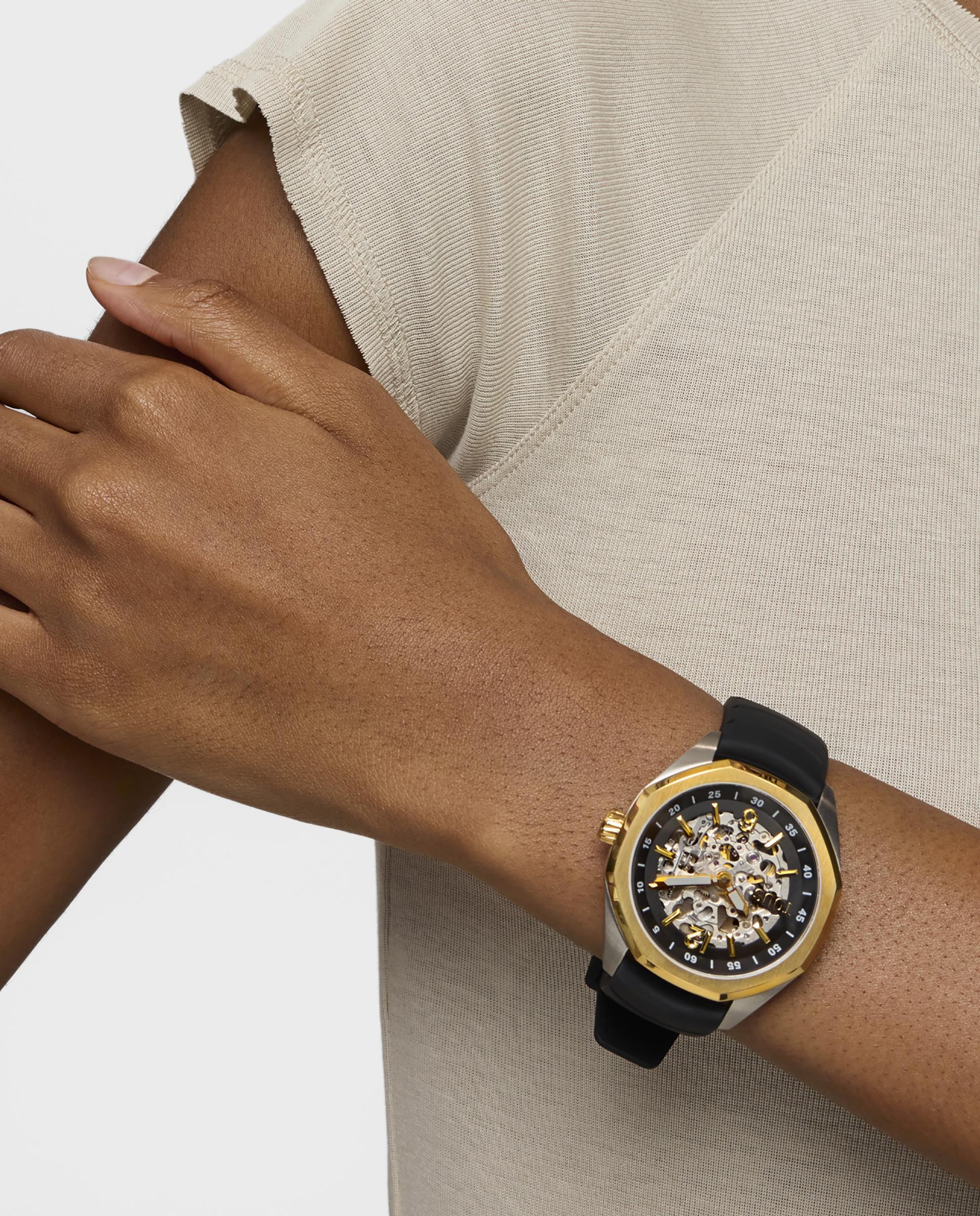 Relógio Automático Now Automático com Bracelete de Silicona em Preto Preto-4