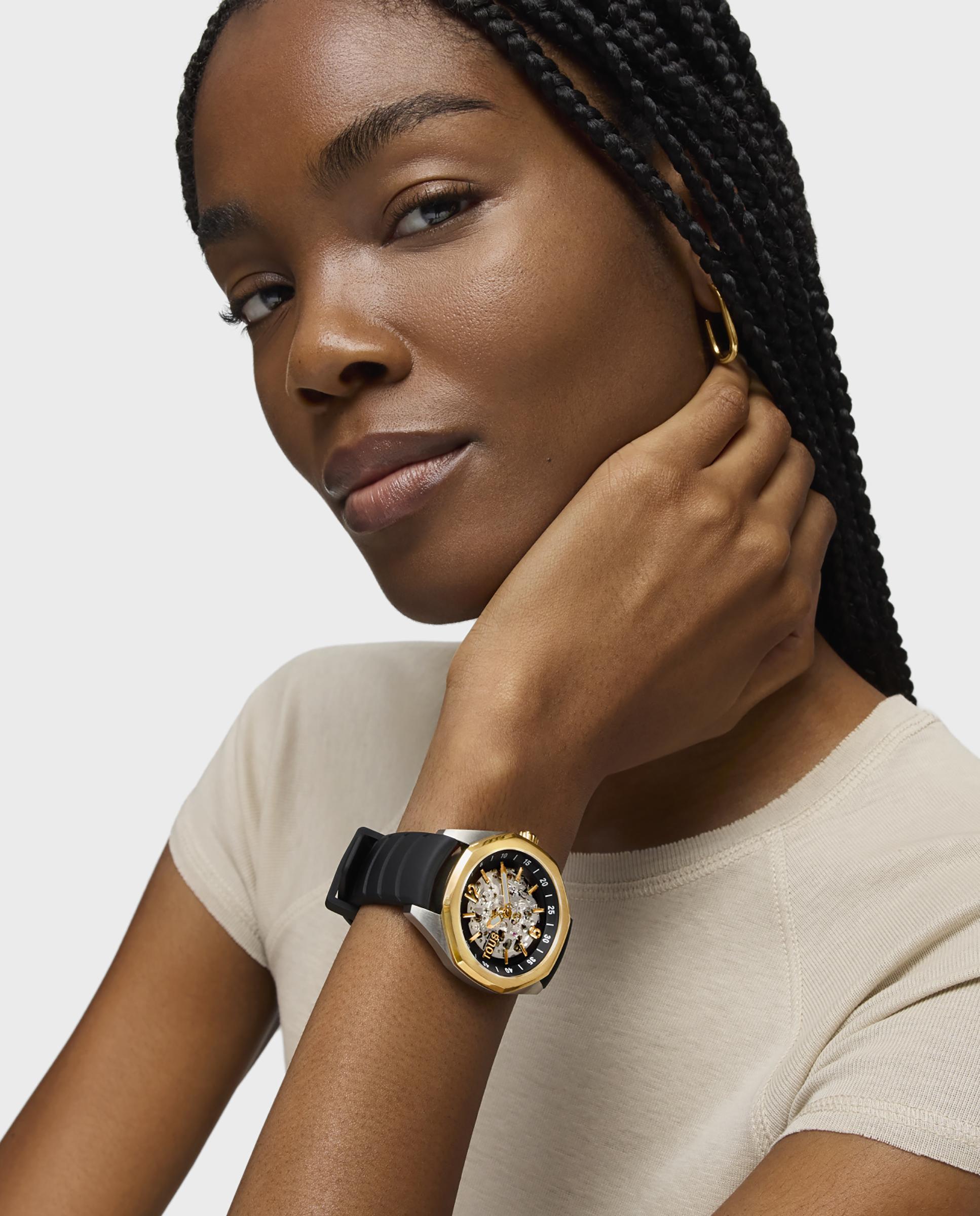 Relógio Automático Now Automático com Bracelete de Silicona em Preto Preto-5