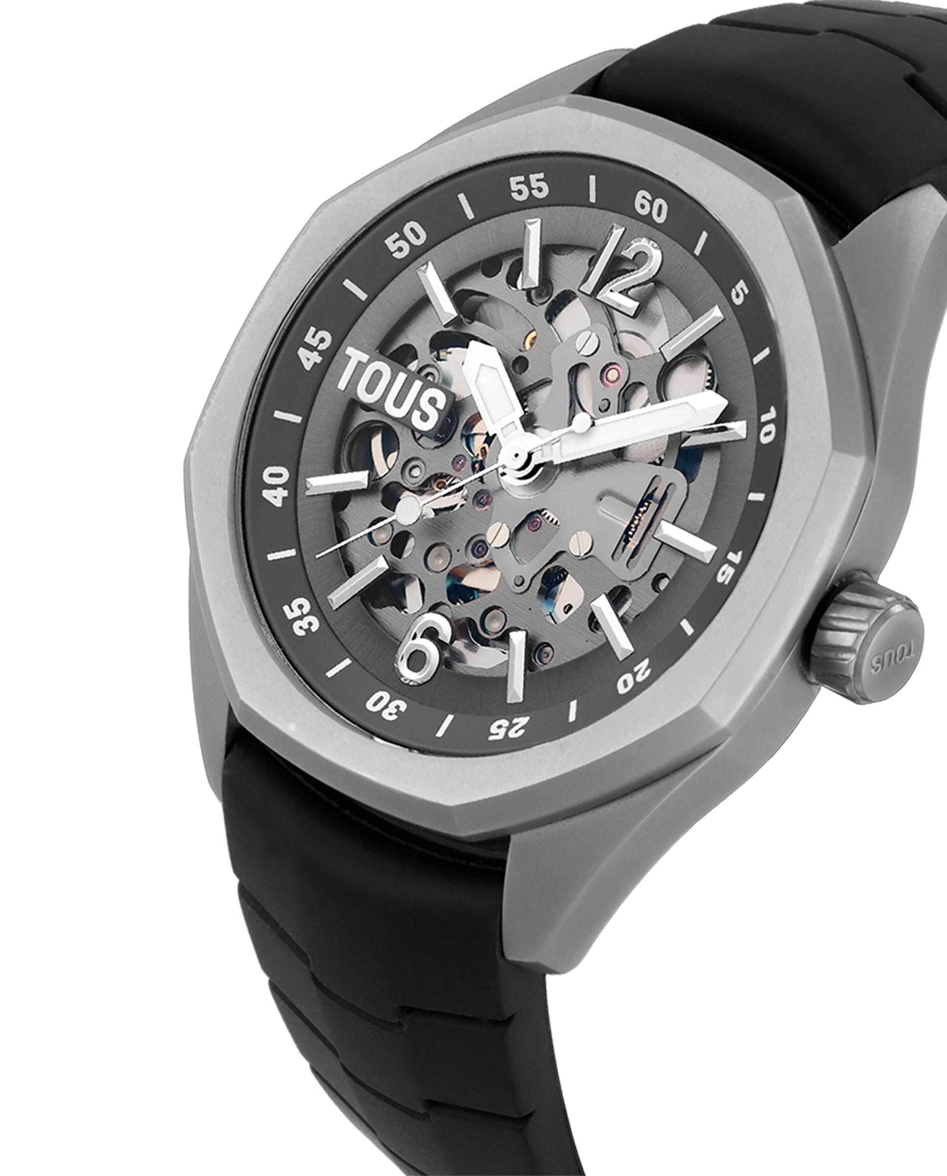 Relógio Automático Now Automático com Bracelete de Borracha em Preto Preto / Crómio-2